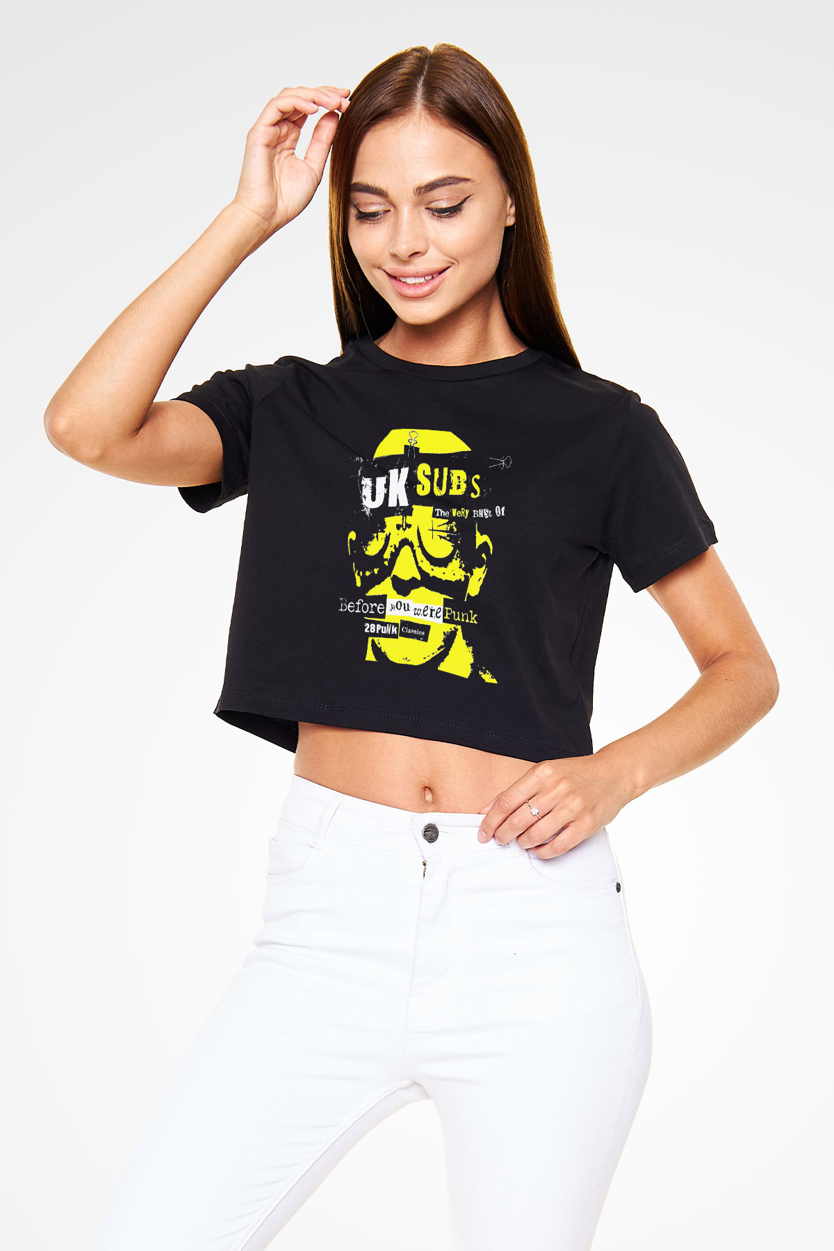 U.K. Subs Siyah Crop Top Tişört