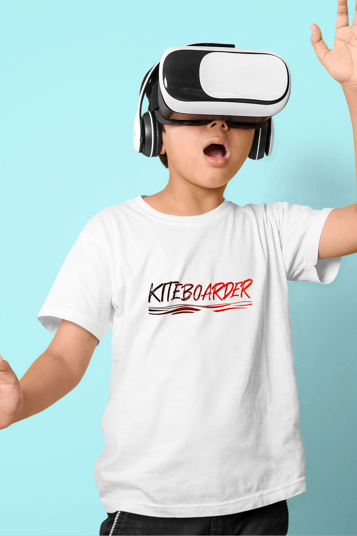 Uçurtma Kayağı Baskılı Unisex Beyaz Çocuk Tişört - Tshirt