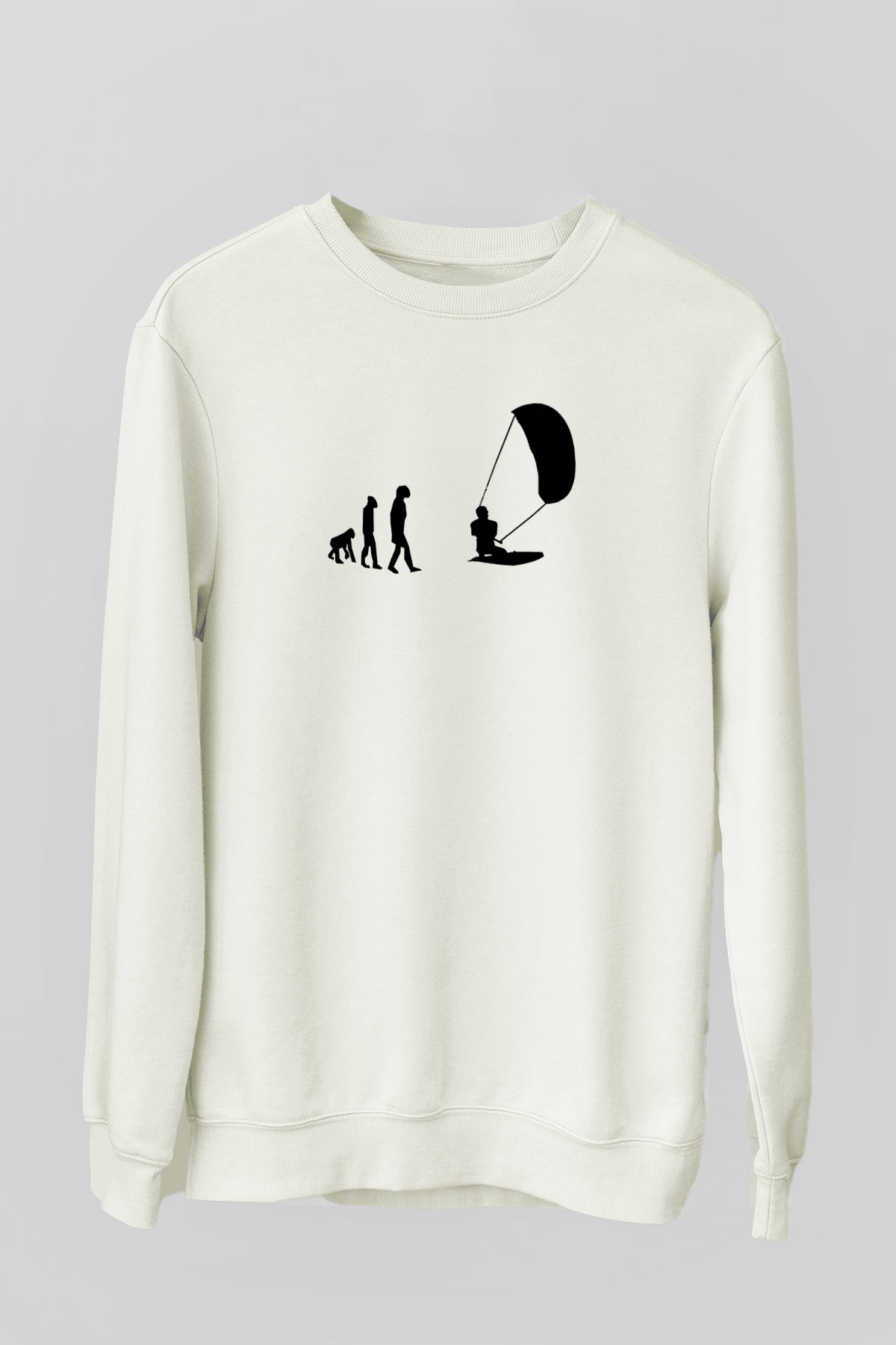 Uçurtma Kayağı Baskılı Unisex Ekru Sweatshirt