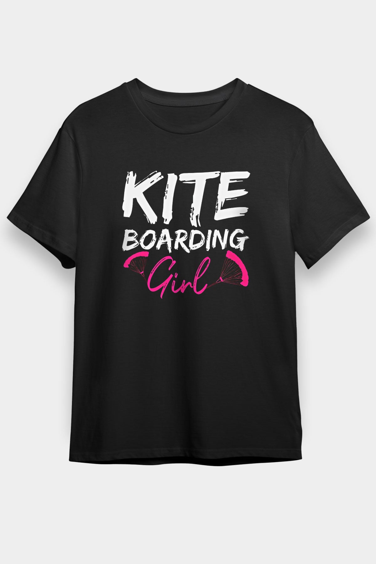 Uçurtma Kayağı - Kite Board Baskılı Unisex Siyah Tişört - Tshirt