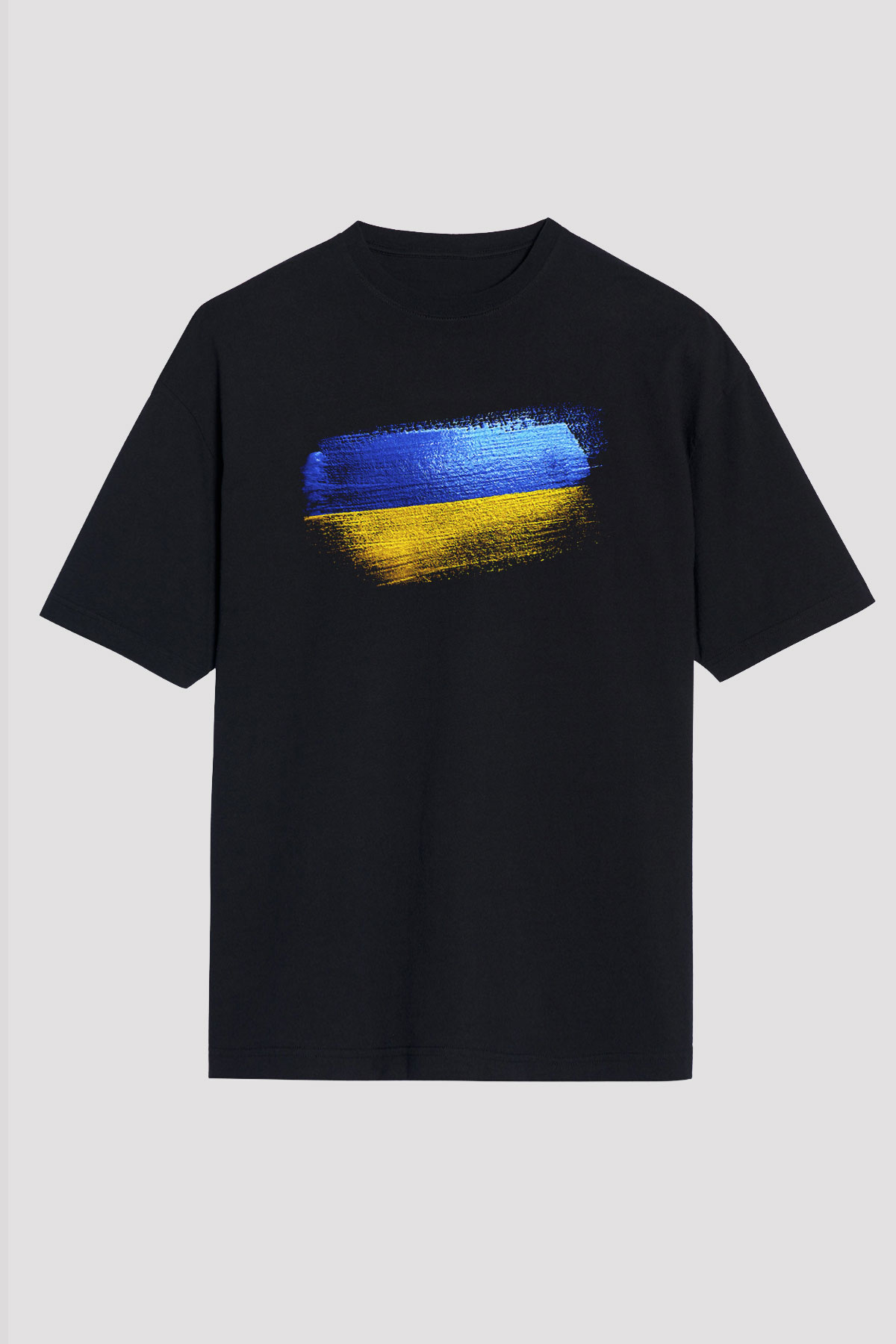 Ukrayna - Ukraine Bayrağı Baskılı Unisex Siyah Oversize Tişört