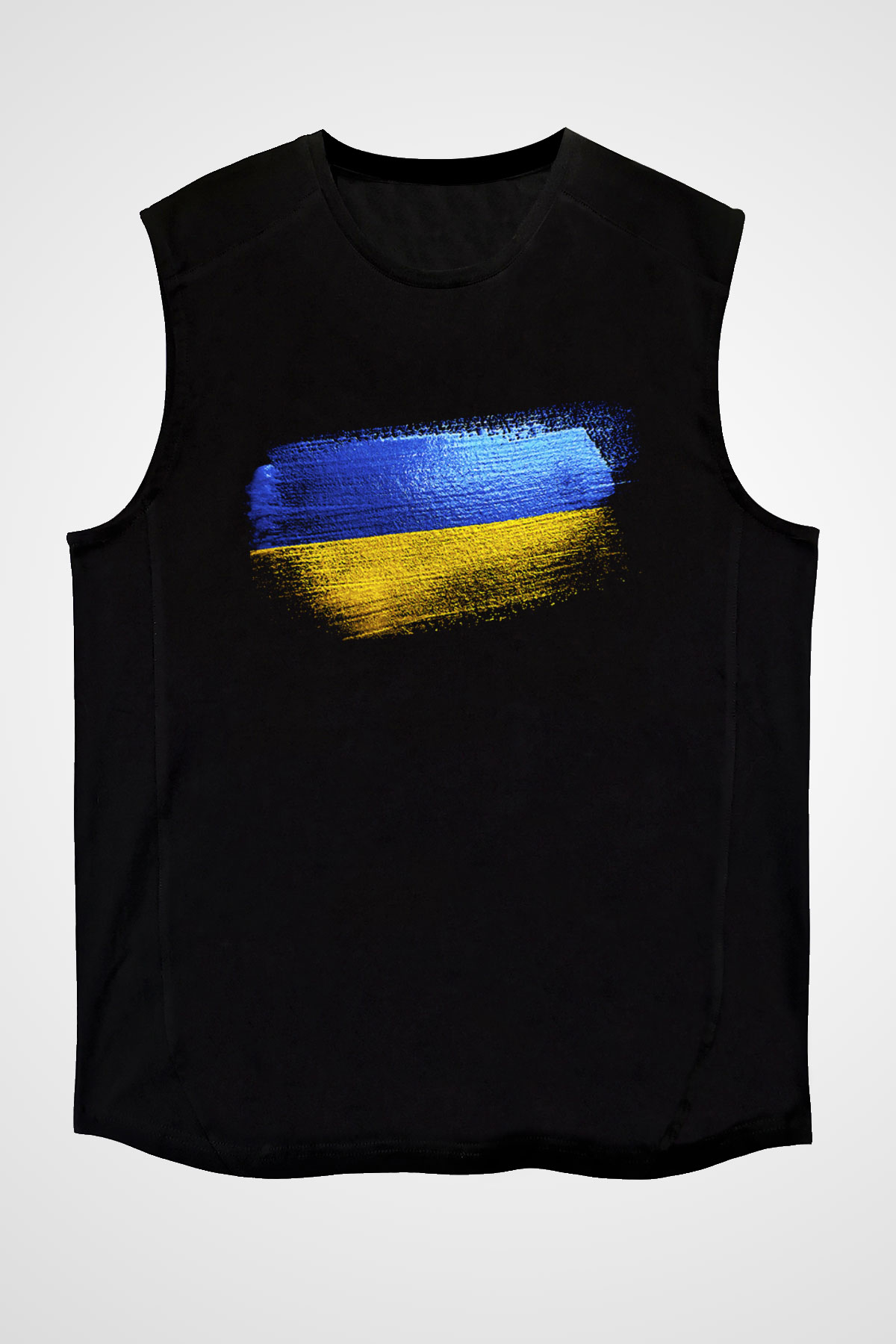 Ukrayna - Ukraine Bayrağı Baskılı Unisex Siyah Kolsuz Tişört