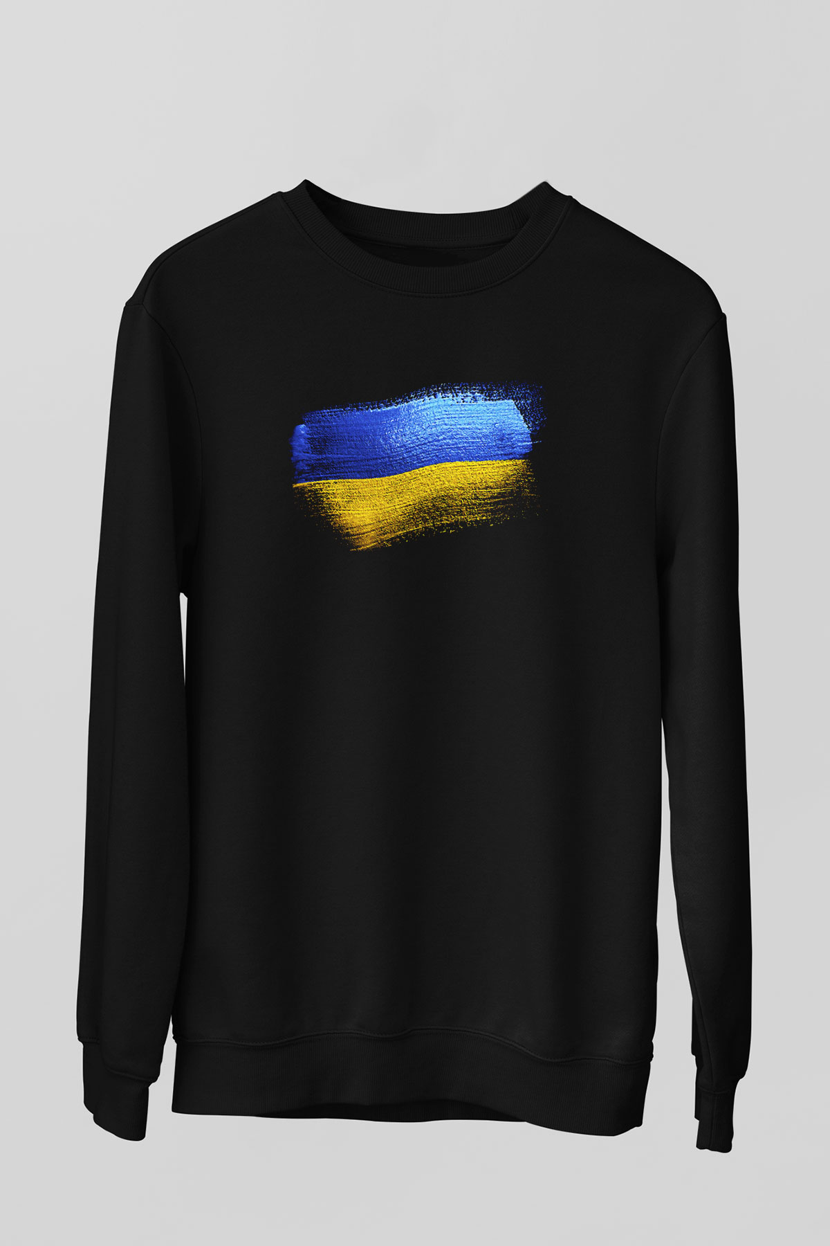 Ukrayna - Ukraine Bayrağı Baskılı Unisex Siyah Sweatshirt