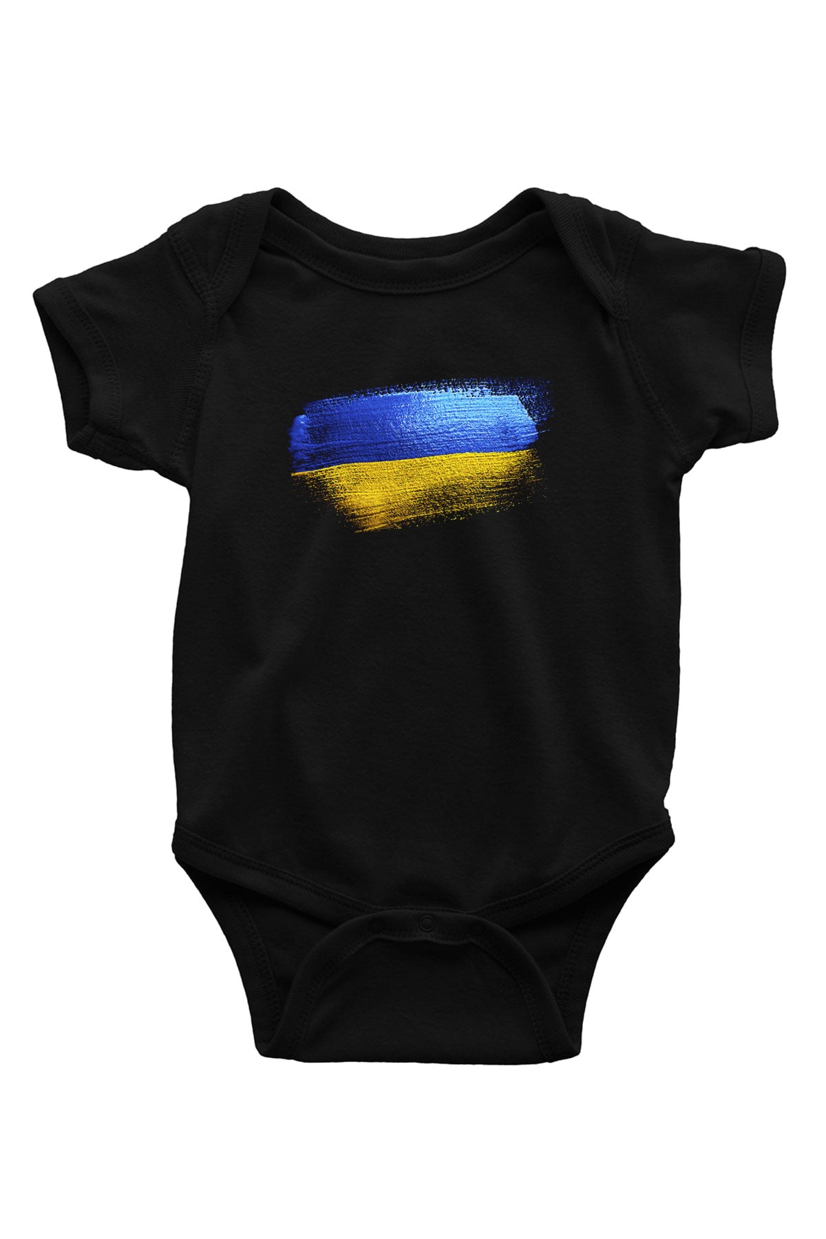 Ukrayna - Ukraine Bayrağı Baskılı Unisex Siyah Bebek Body - Zıbın