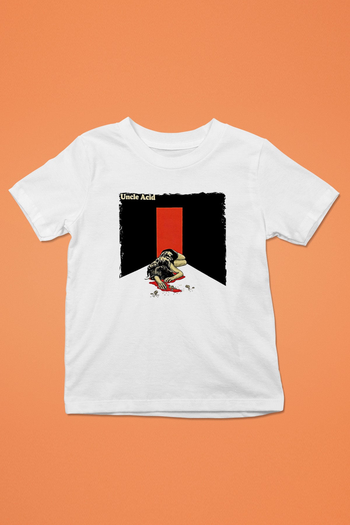 Uncle Acid Baskılı Beyaz Unisex Beyaz Çocuk Tişört - Tshirt