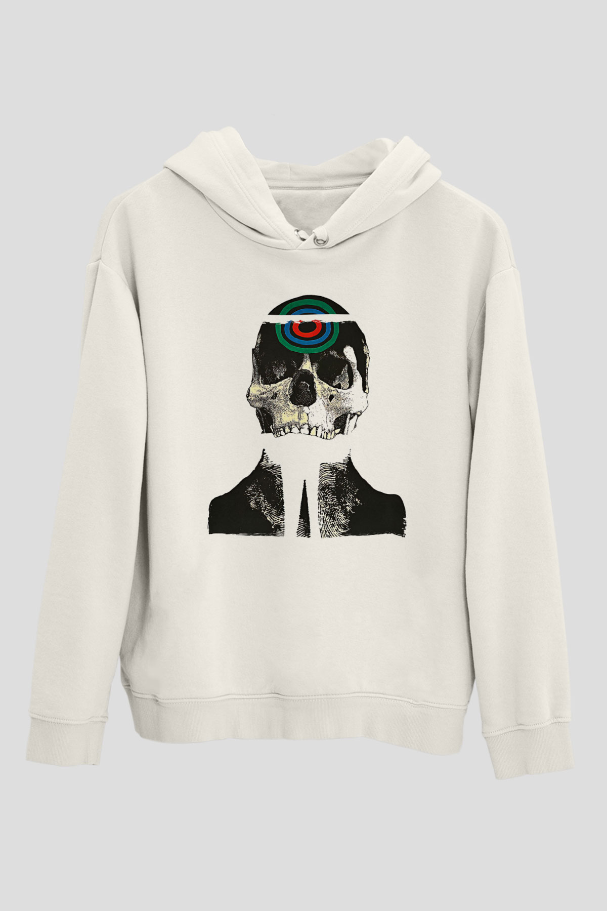 Uncle Acid Baskılı Beyaz Unisex Kapüşonlu Sweatshirt