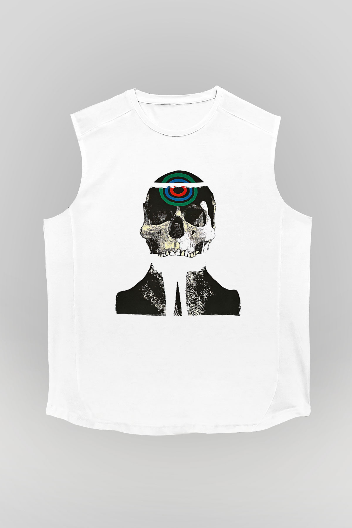 Uncle Acid Baskılı Beyaz Unisex Kolsuz Tişört - Tshirt