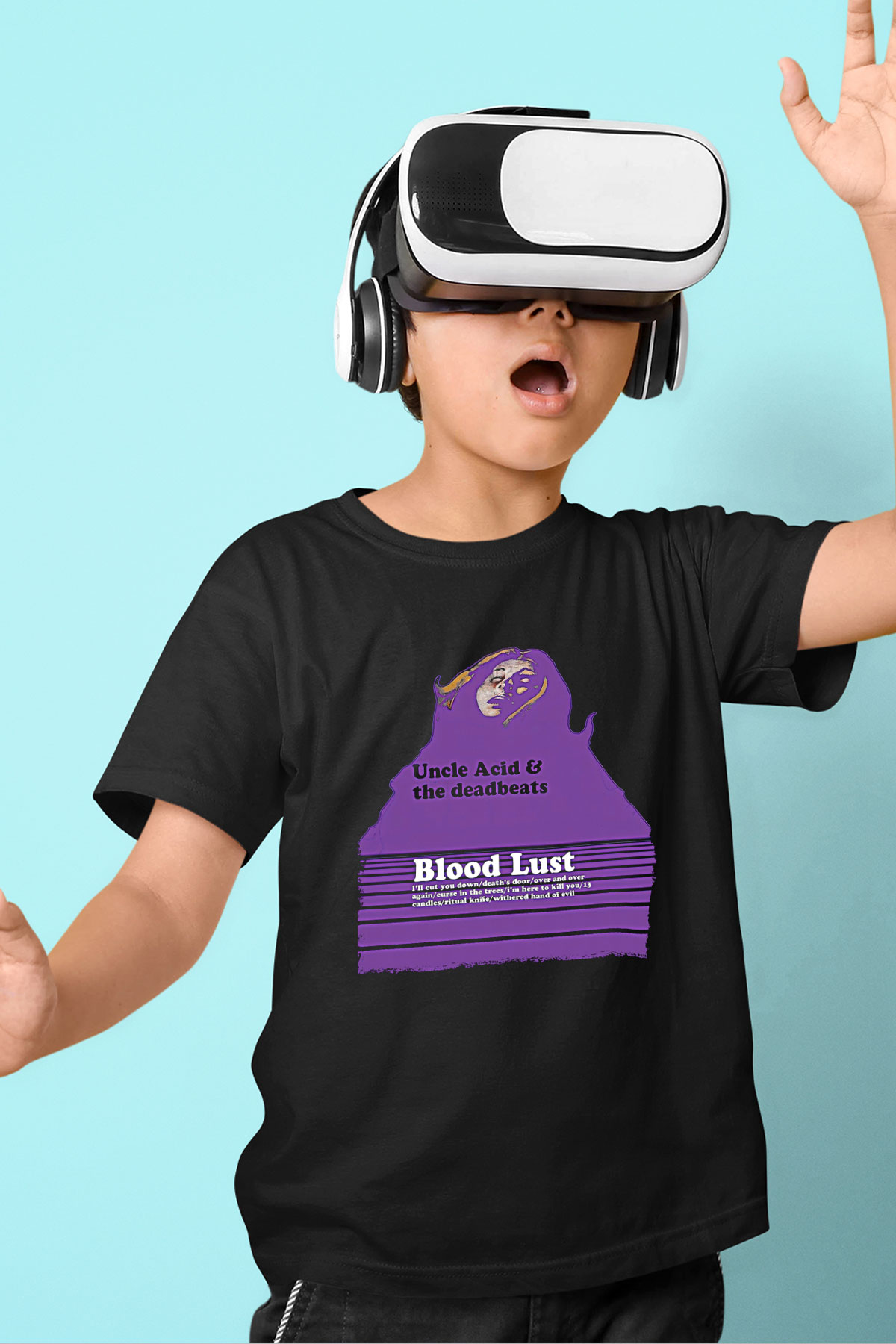 Uncle Acid Baskılı Unisex Siyah Çocuk Tişört - Tshirt