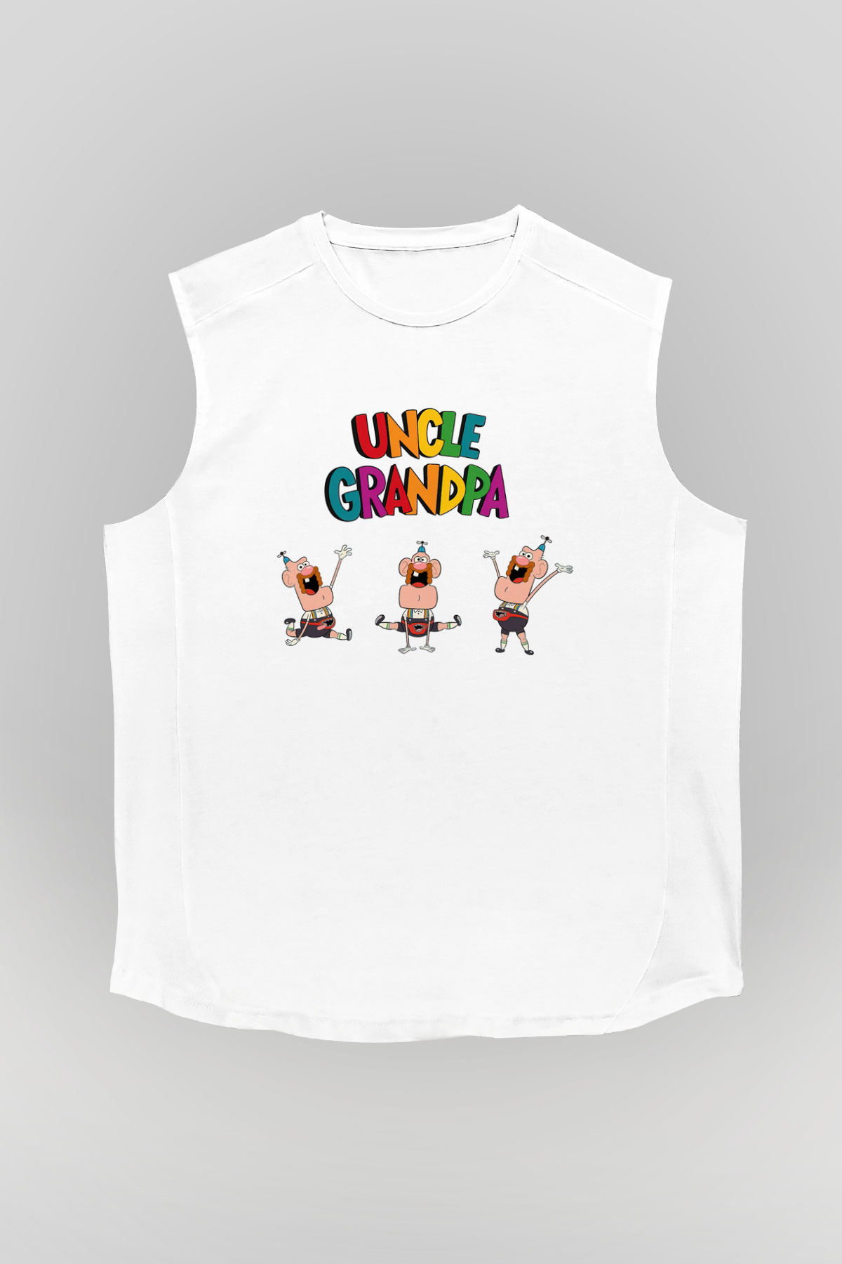 Uncle Grandpa Beyaz Unisex Kolsuz Tişört
