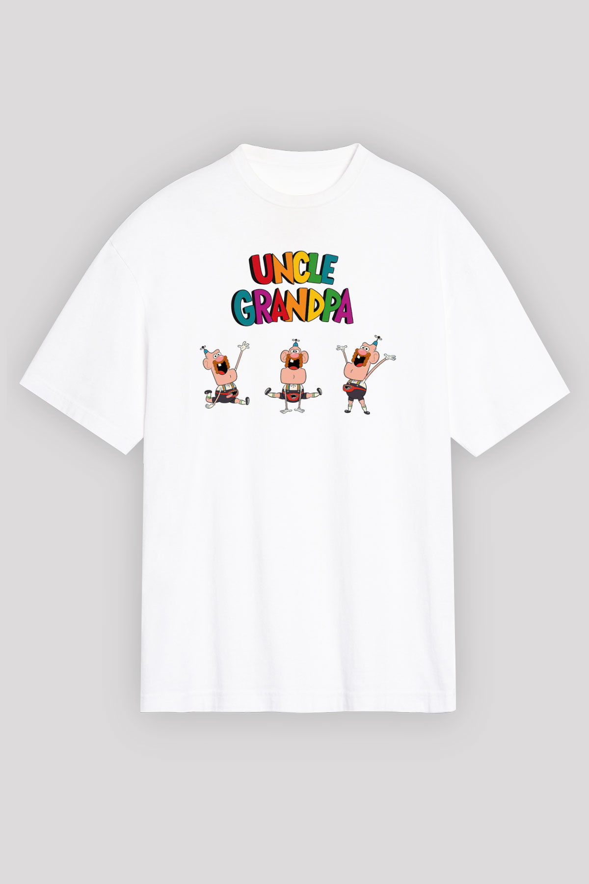 Uncle Grandpa Beyaz Unisex Oversize Tişört T-Shirt