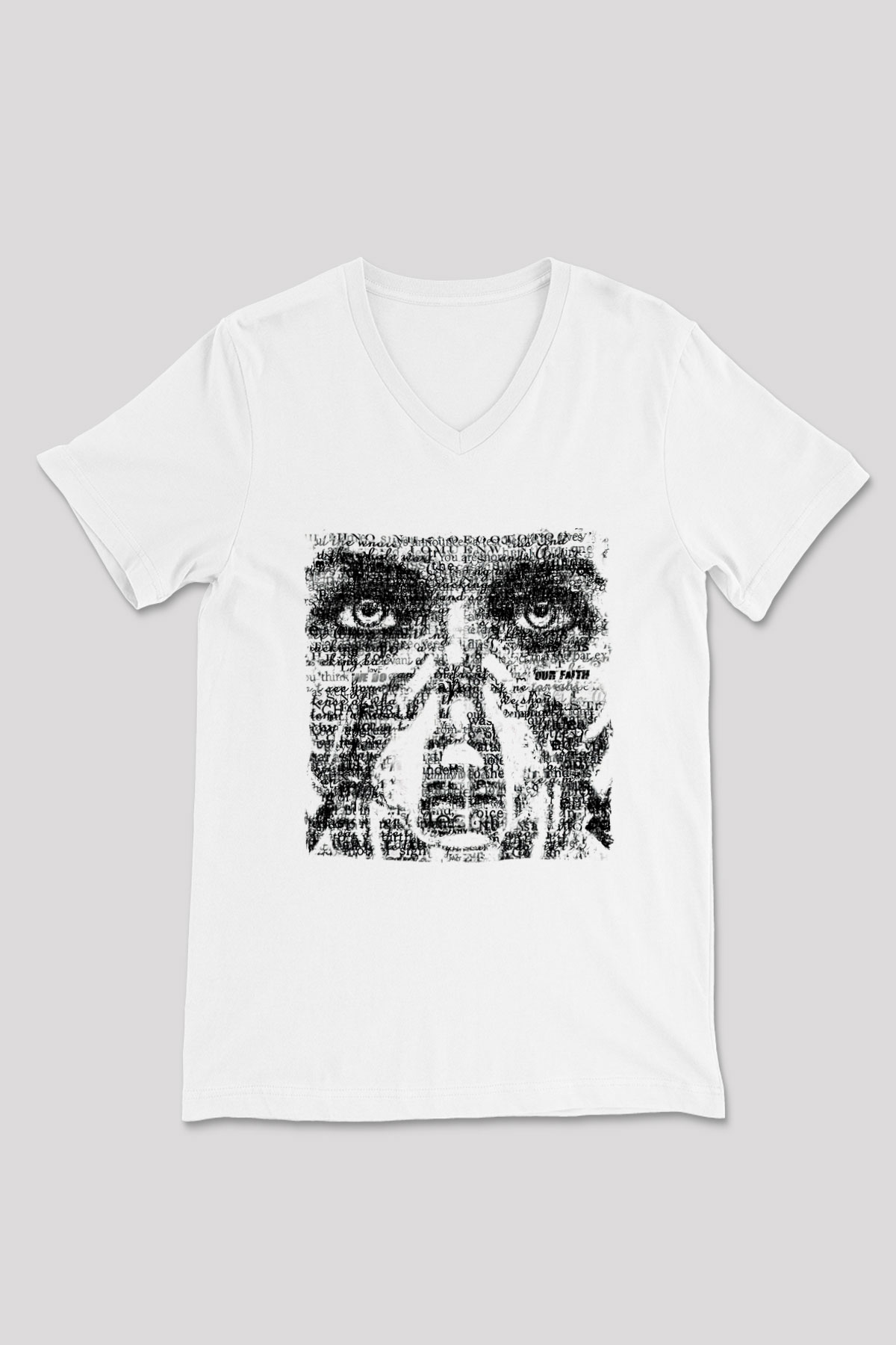 Underoath Baskılı Beyaz Unisex V Yaka Tişört - Tshirt