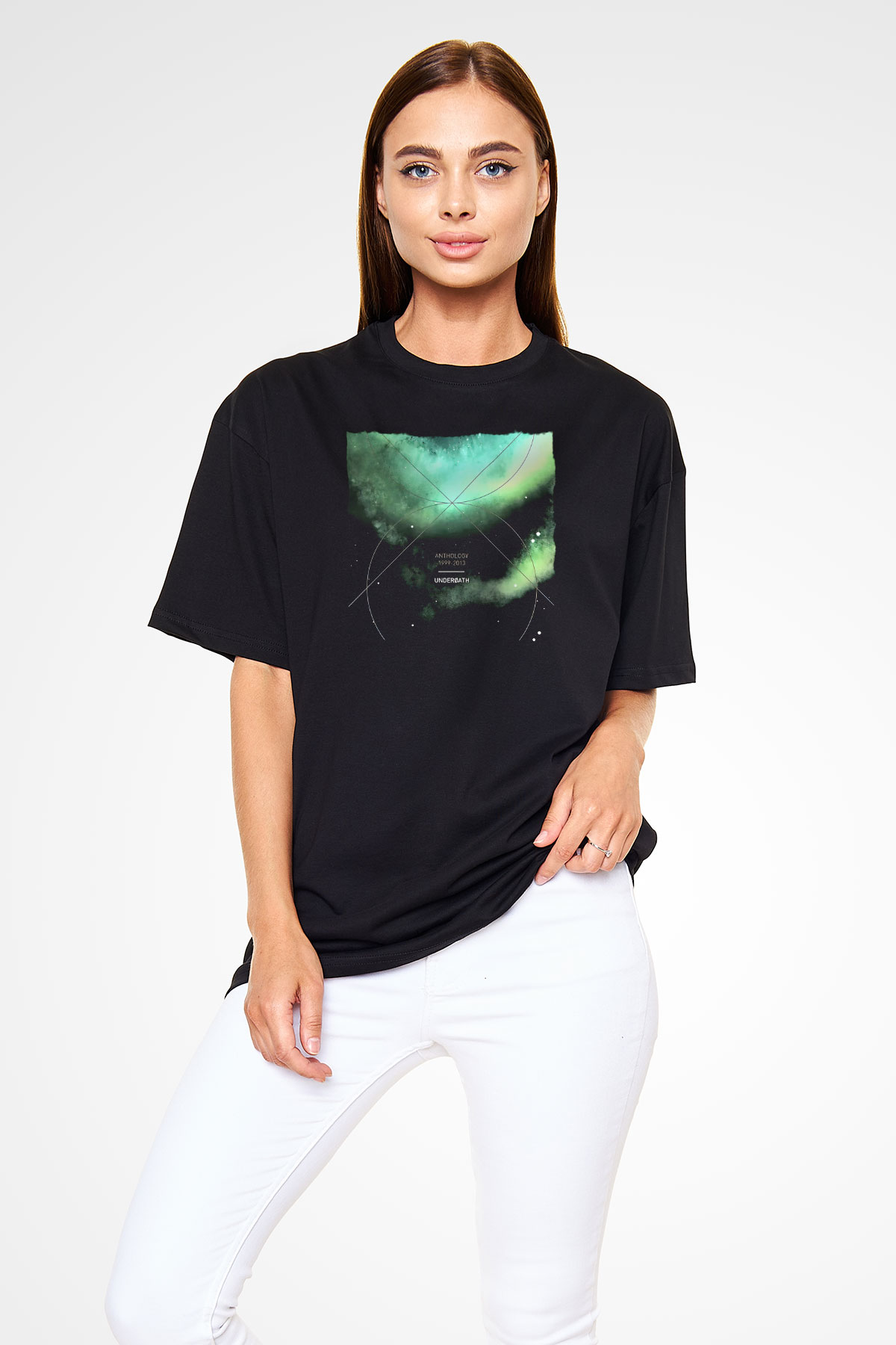 Underoath Baskılı Unisex Siyah Oversize Tişört - Tshirt