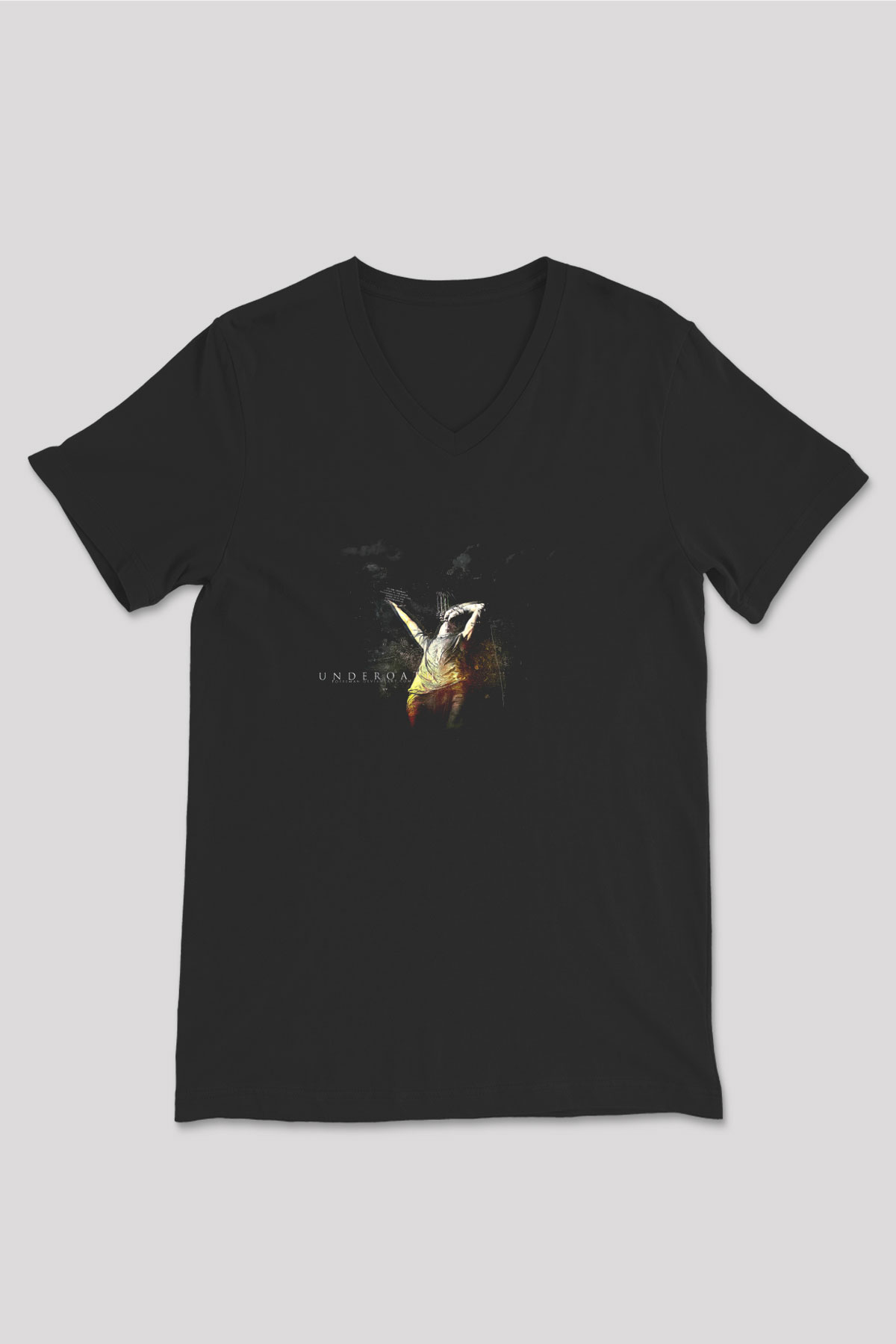 Underoath Baskılı Unisex Siyah V Yaka Tişört - Tshirt