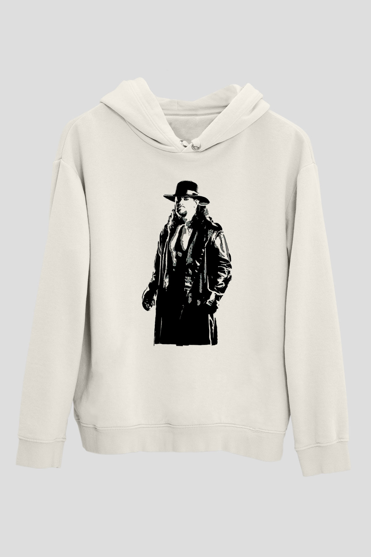 Undertaker Baskılı Beyaz Unisex Hoodie
