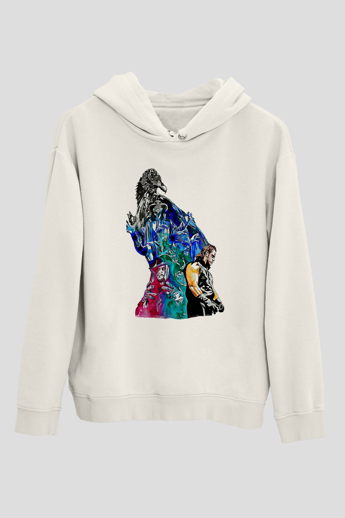 Undertaker Baskılı Beyaz Unisex Hoodie