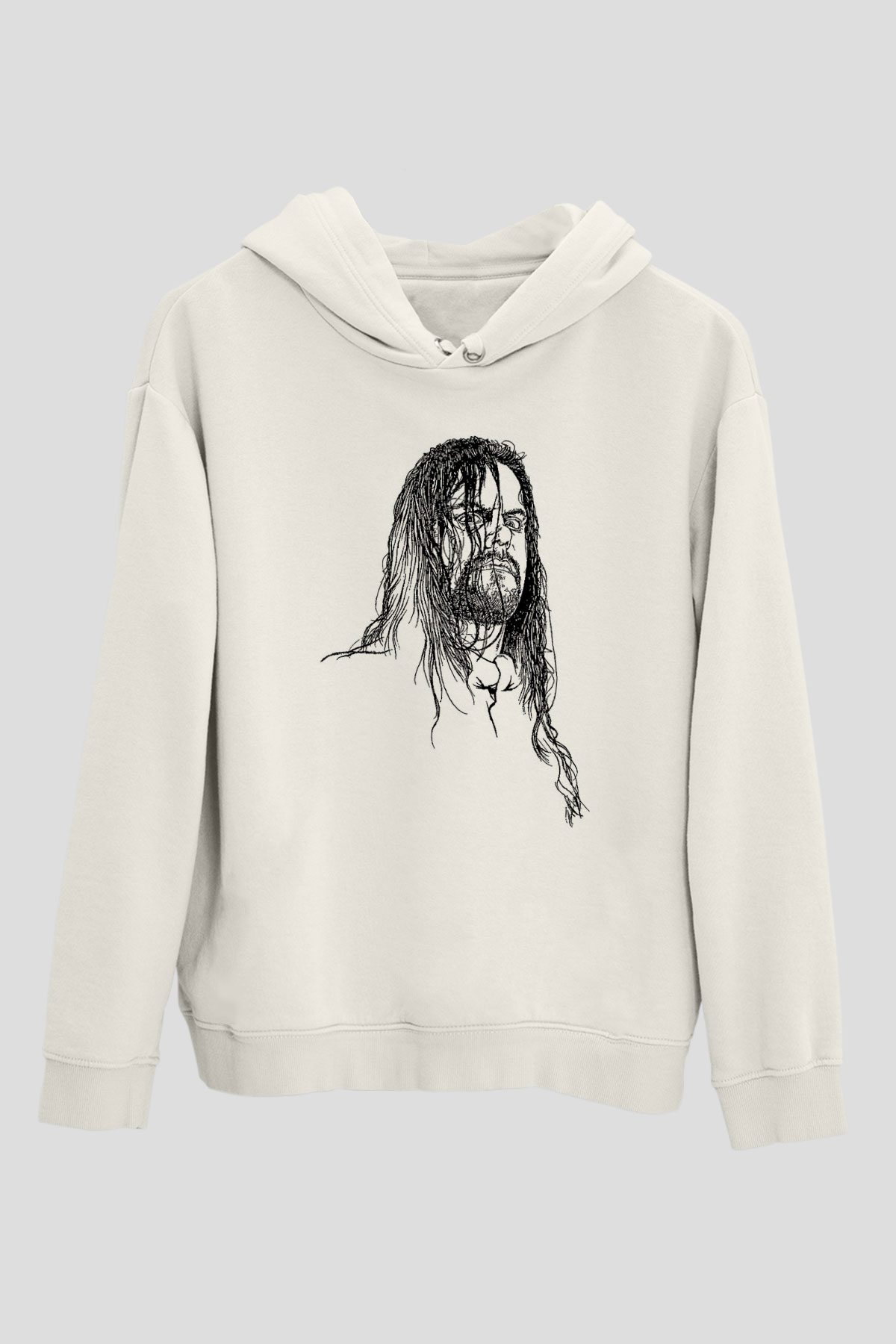 Undertaker Baskılı Beyaz Unisex Hoodie