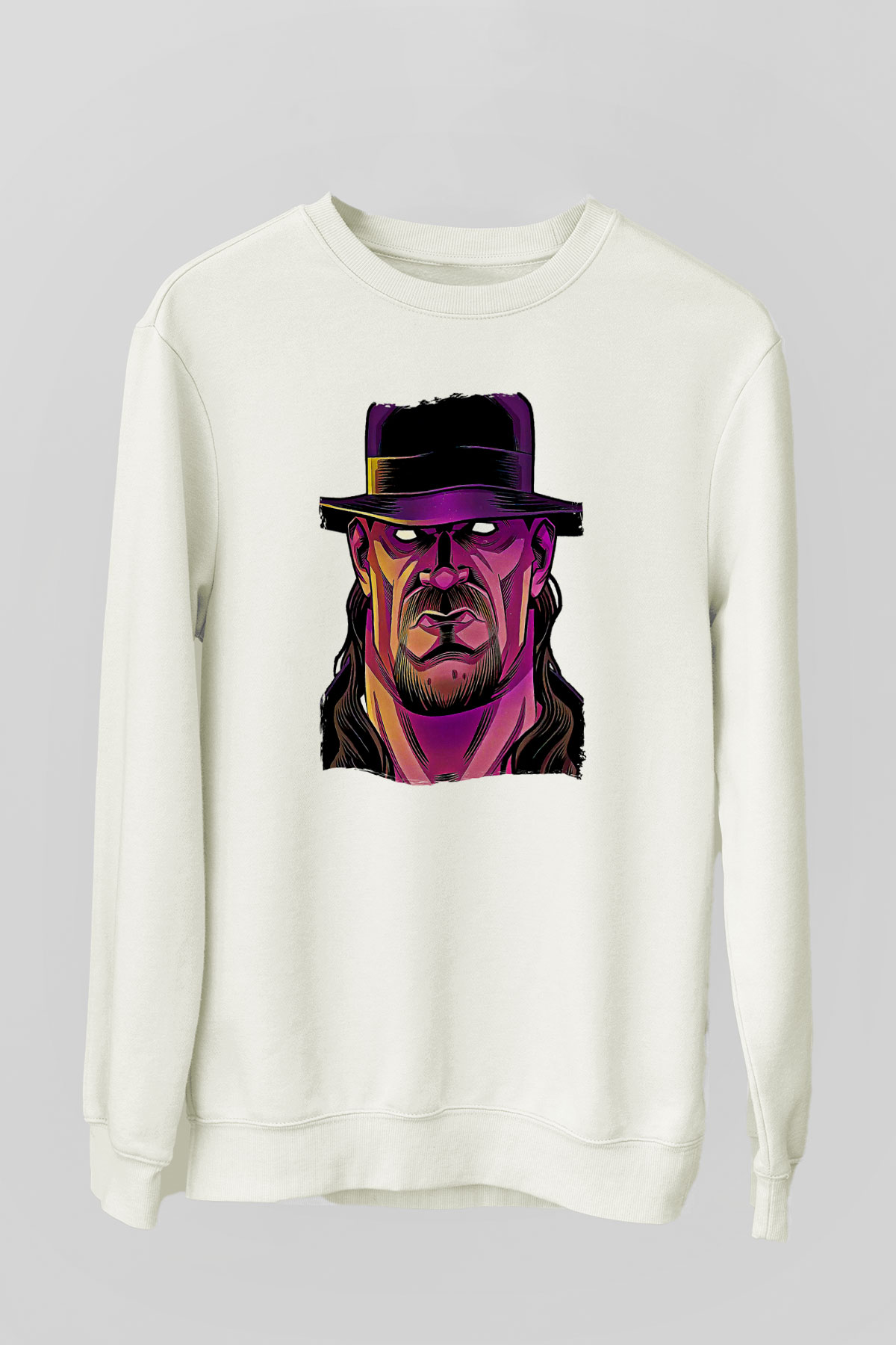 Undertaker Baskılı Beyaz Unisex Sweatshirt