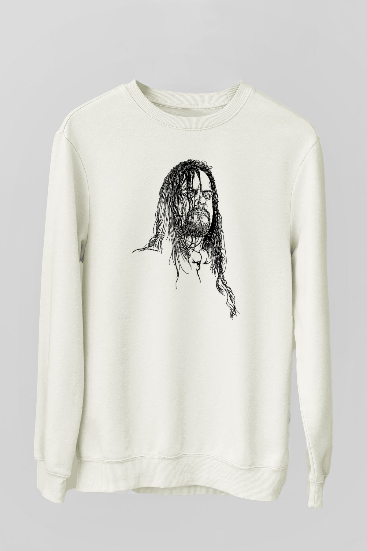 Undertaker Baskılı Beyaz Unisex Sweatshirt