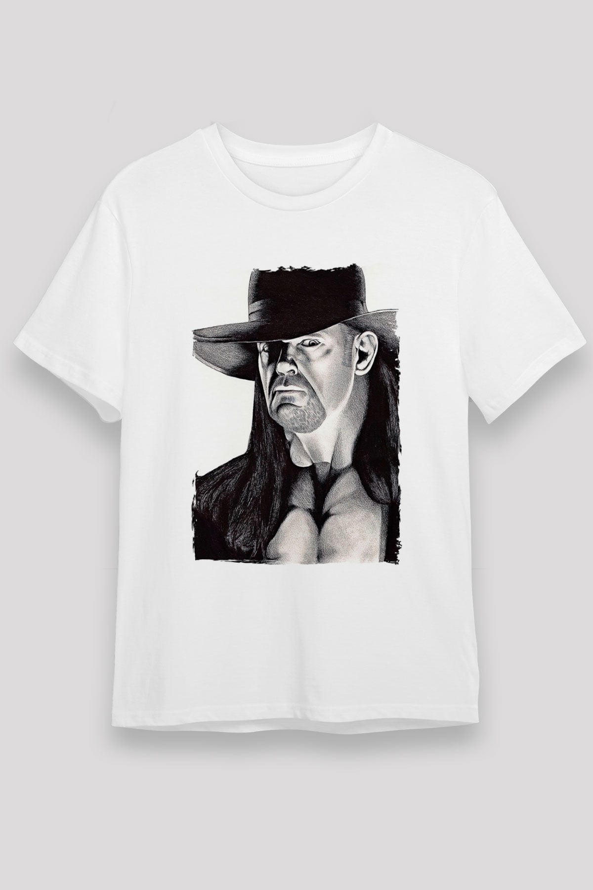 Undertaker Unisex Baskılı Beyaz Tişört - Tshirt