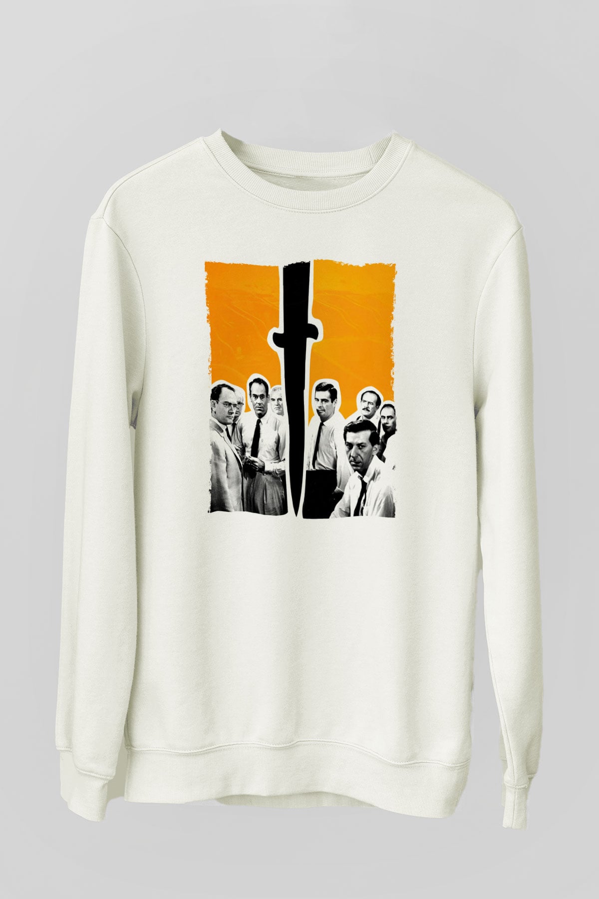 Unisex 12 Öfkeli Adam-12 Angry Men Baskılı Beyaz Sweatshirt