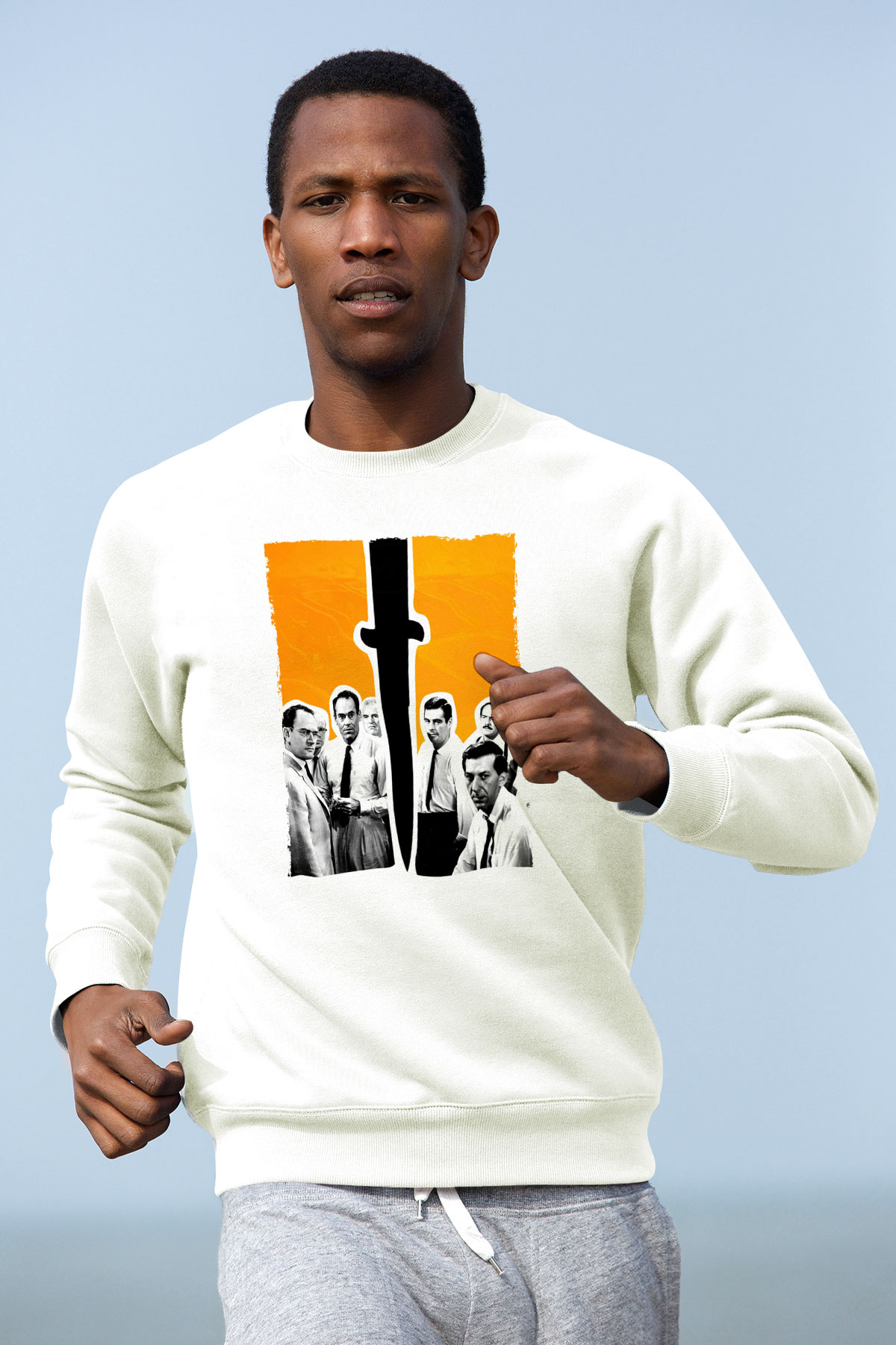 Unisex 12 Öfkeli Adam-12 Angry Men Baskılı Beyaz Sweatshirt