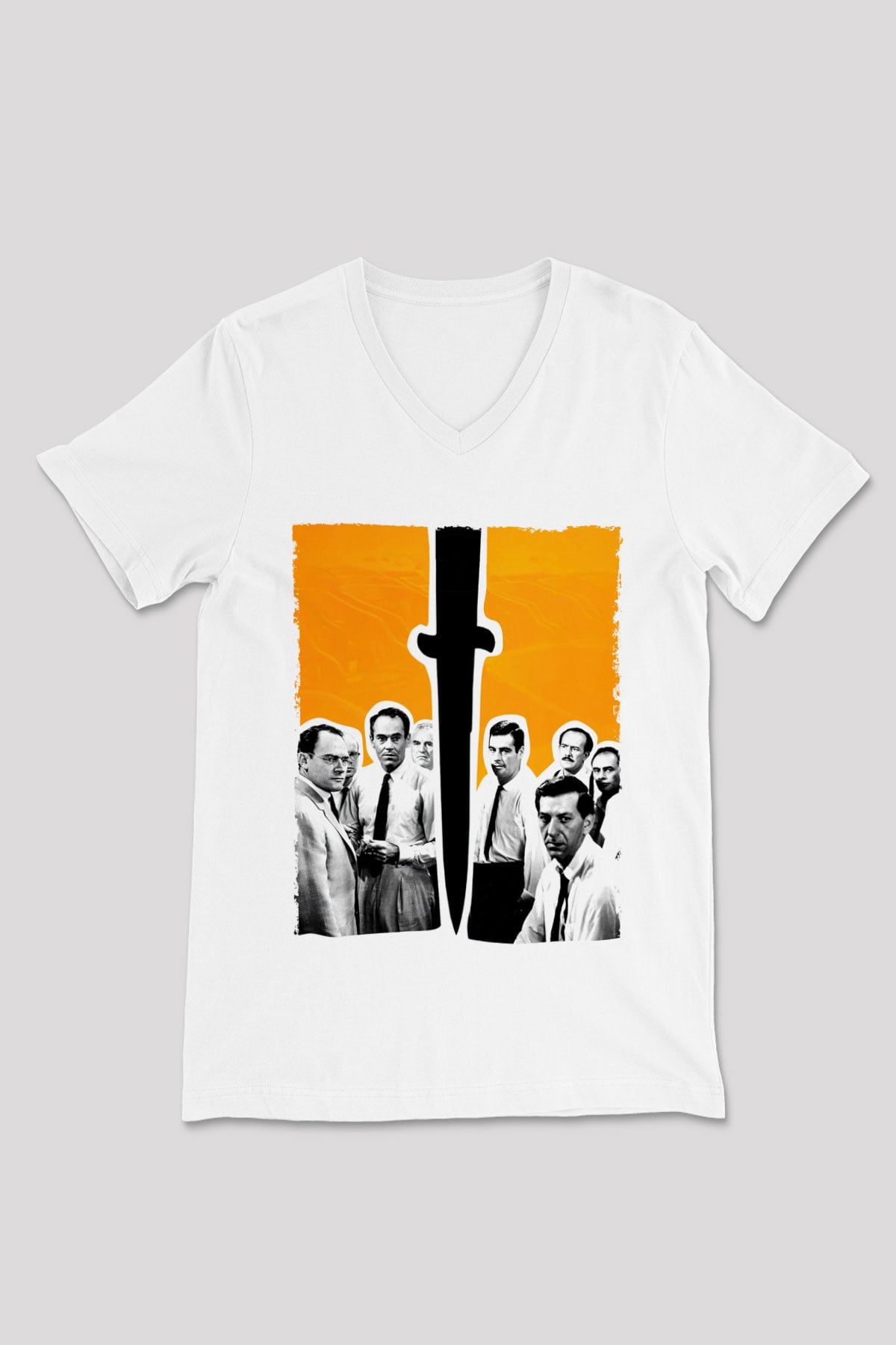 Unisex 12 Öfkeli Adam-12 Angry Men Baskılı Beyaz V Yaka Tişört