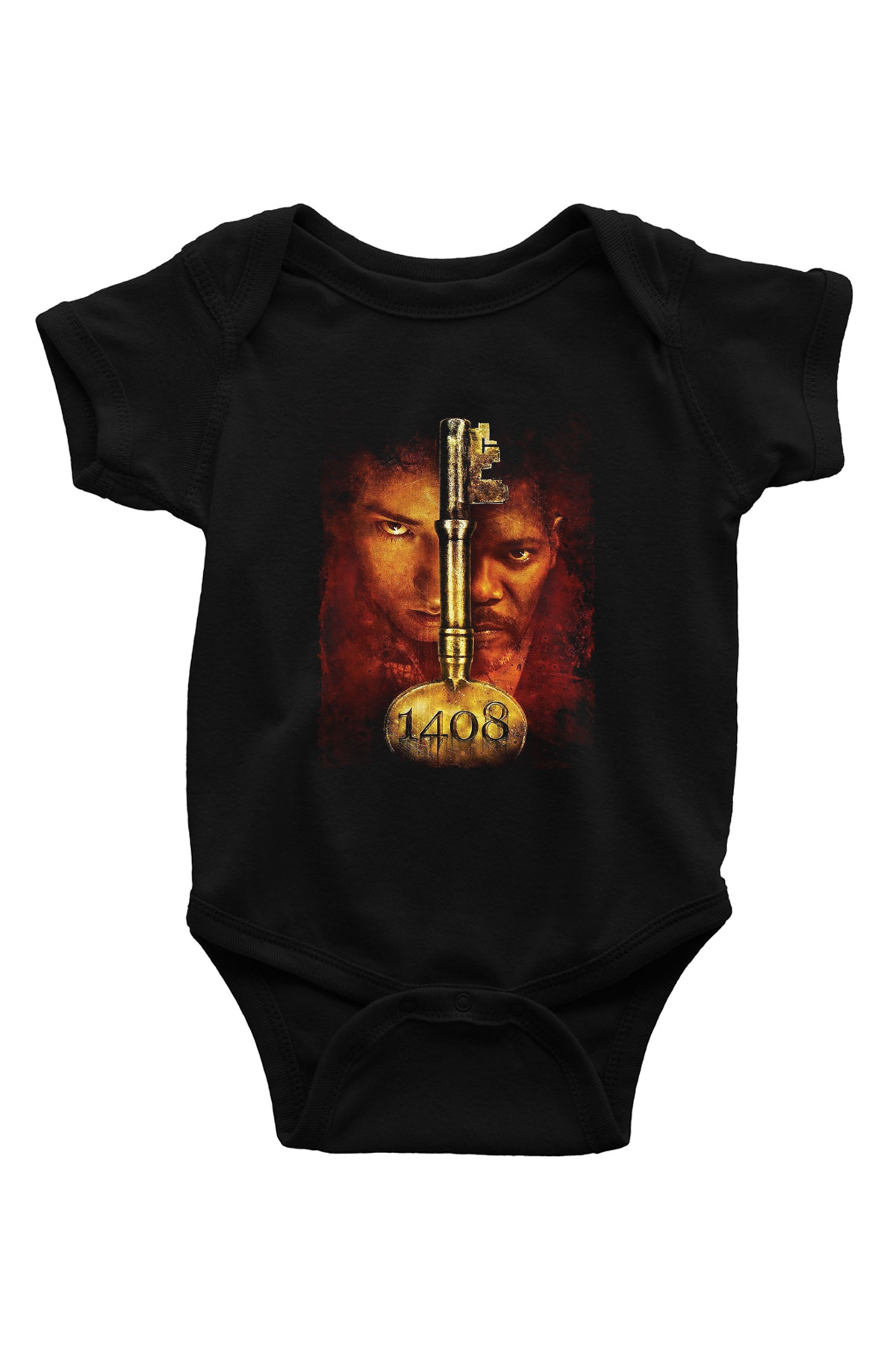Unisex 1408 Baskılı Siyah Bebek Body - Zıbın