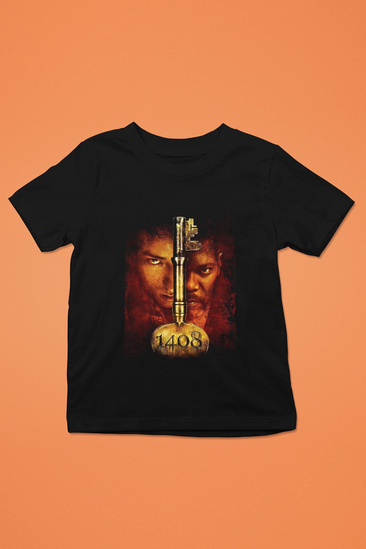 Unisex 1408 Baskılı Siyah Çocuk T-shirt