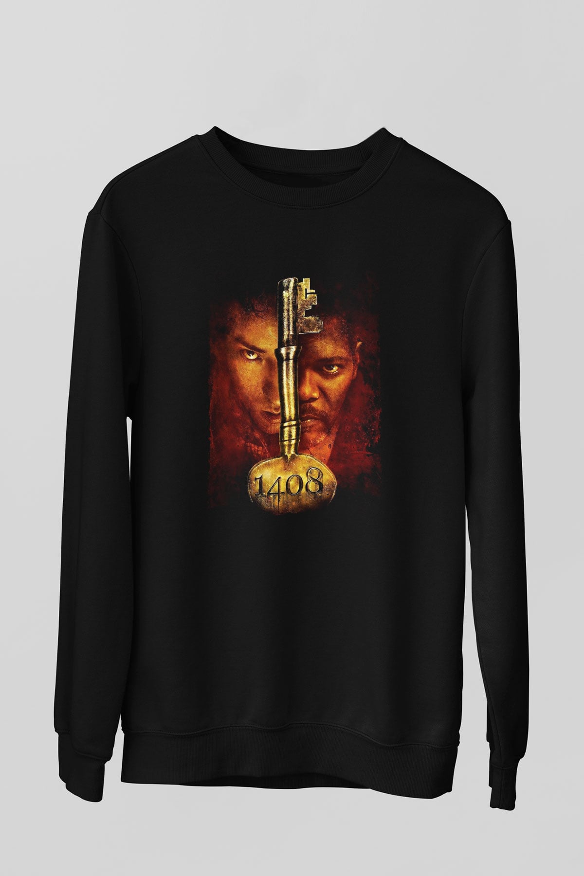 Unisex 1408 Baskılı Siyah Sweatshirt