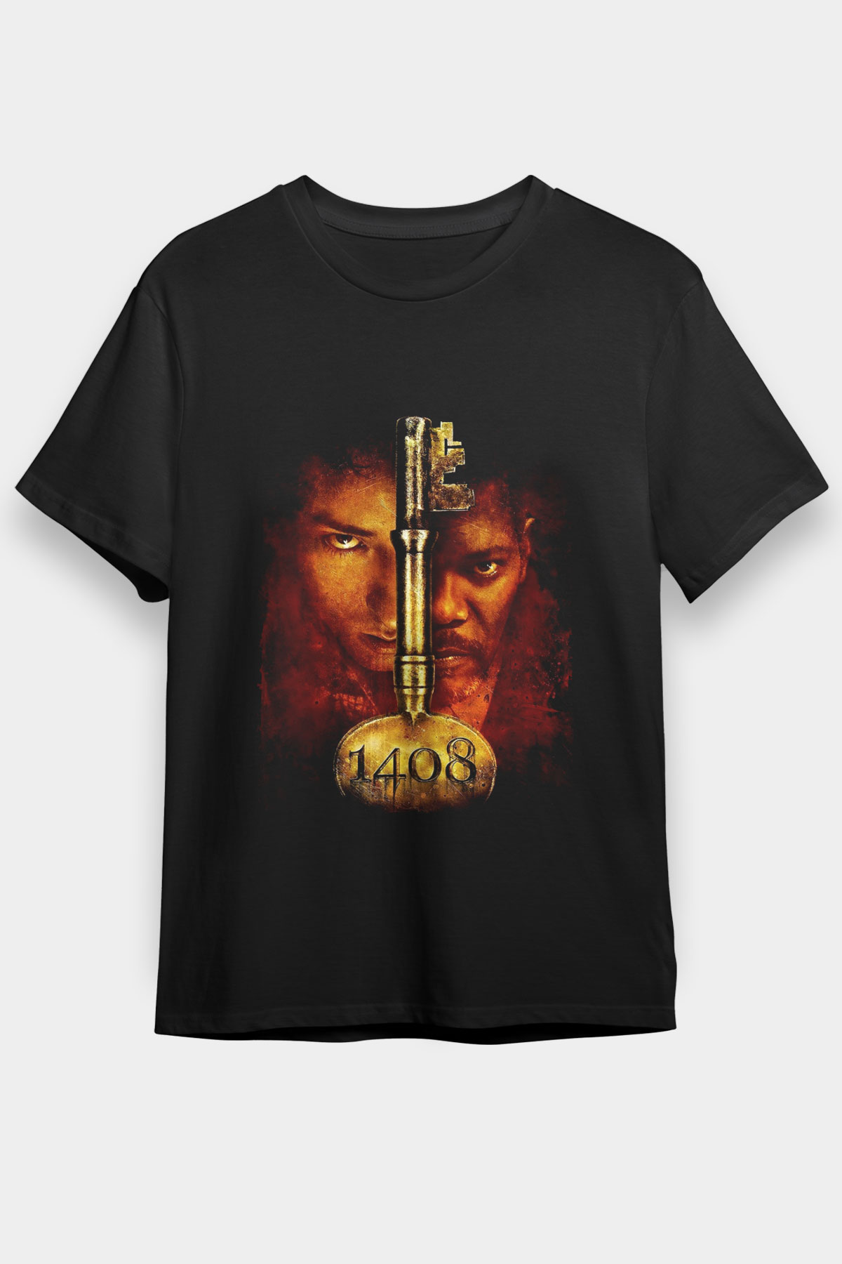 1408 Baskılı Siyah T-shirt