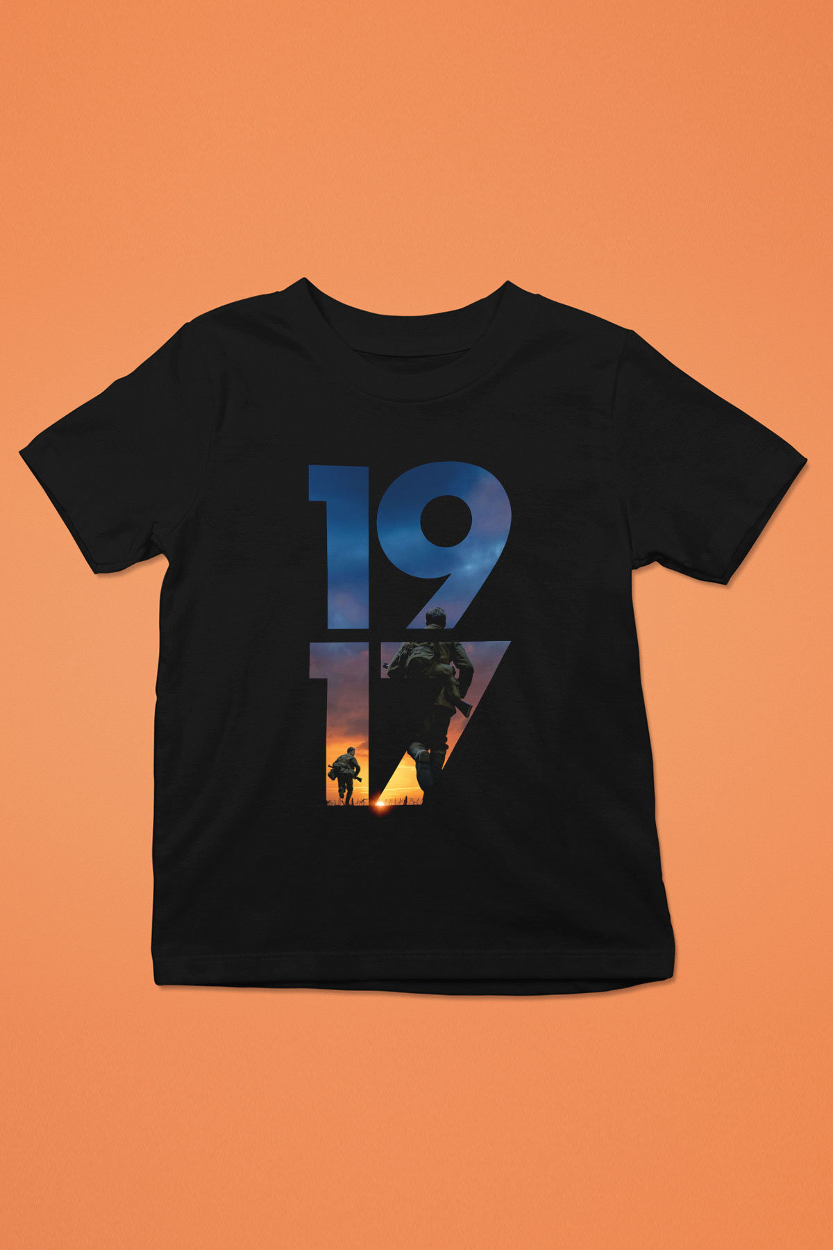 Unisex 1917 Baskılı Siyah Çocuk T-Shirt
