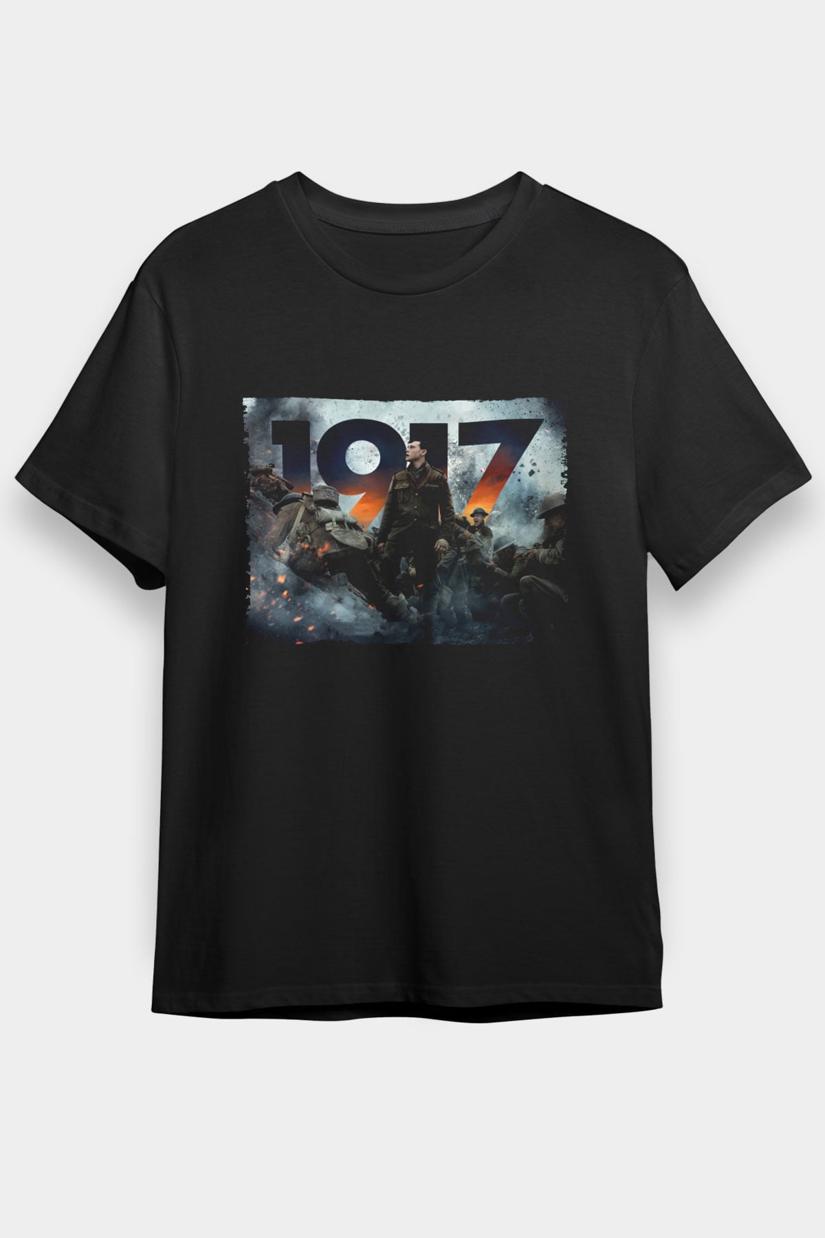 1917 Baskılı Siyah Tshirt