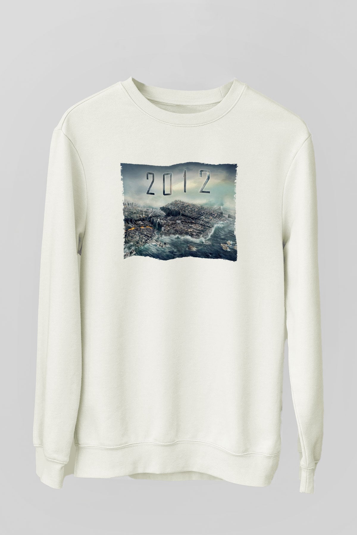 Unisex 2012 Baskılı Beyaz Sweatshirt
