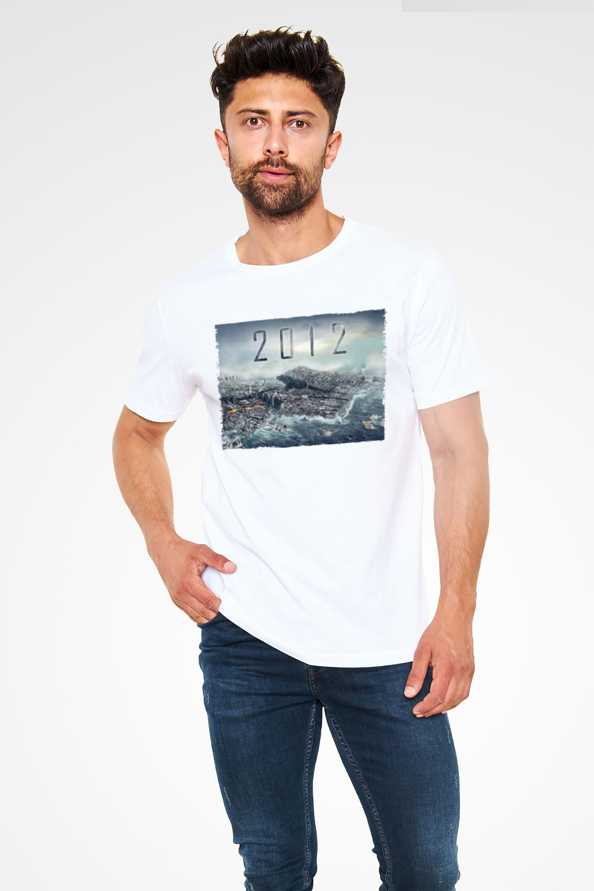 2012 Baskılı Beyaz Tshirt