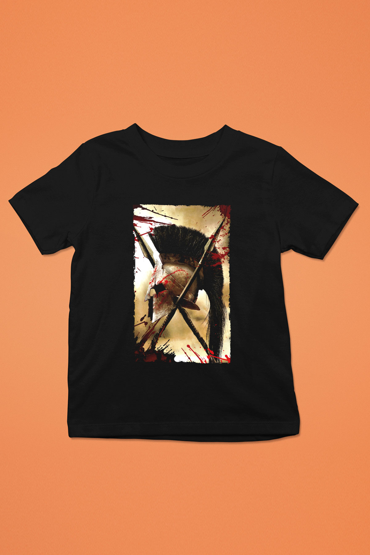 Unisex 300 Baskılı Siyah Çocuk Tişört