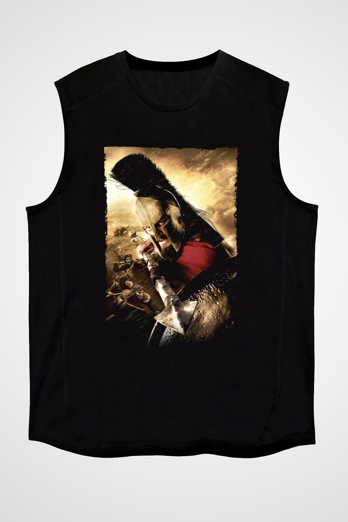 Unisex 300 Baskılı Siyah Kolsuz Tshirt