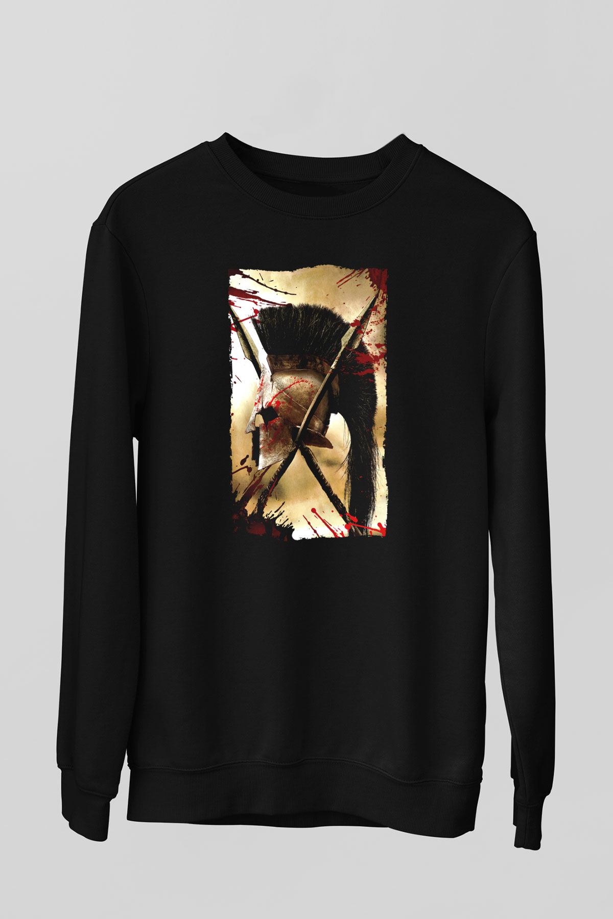 Unisex 300 Baskılı Siyah Sweatshirt