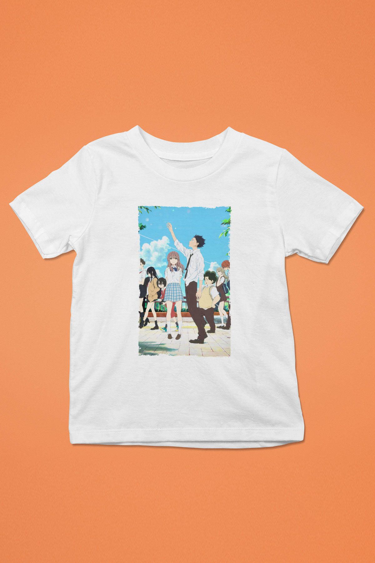 Unisex A Silent Voice Baskılı Beyaz Çocuk Tshirt