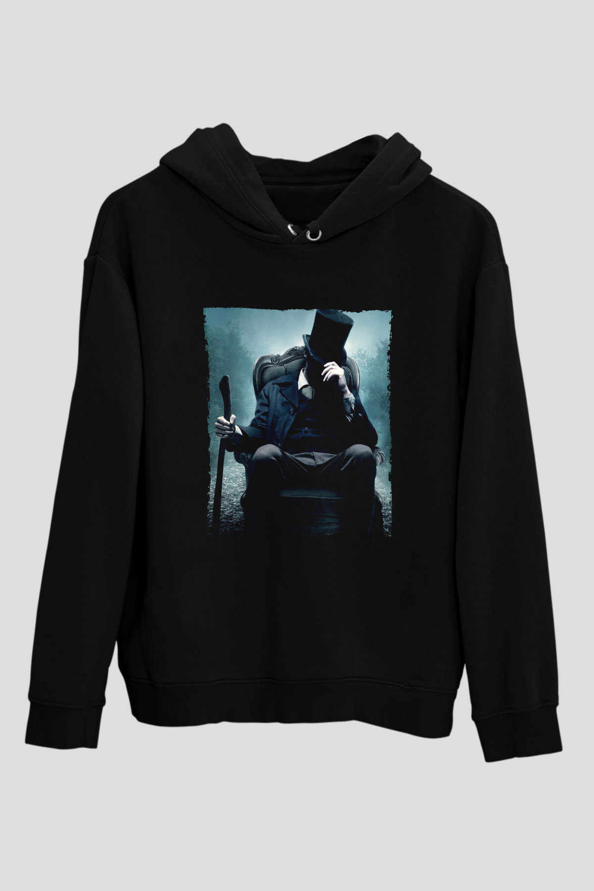 Unisex Abraham Lincoln Vampir Avcısı (Abraham Lincoln Vampire Hunter) Baskılı Siyah Kapüşonlu Sweatshirt