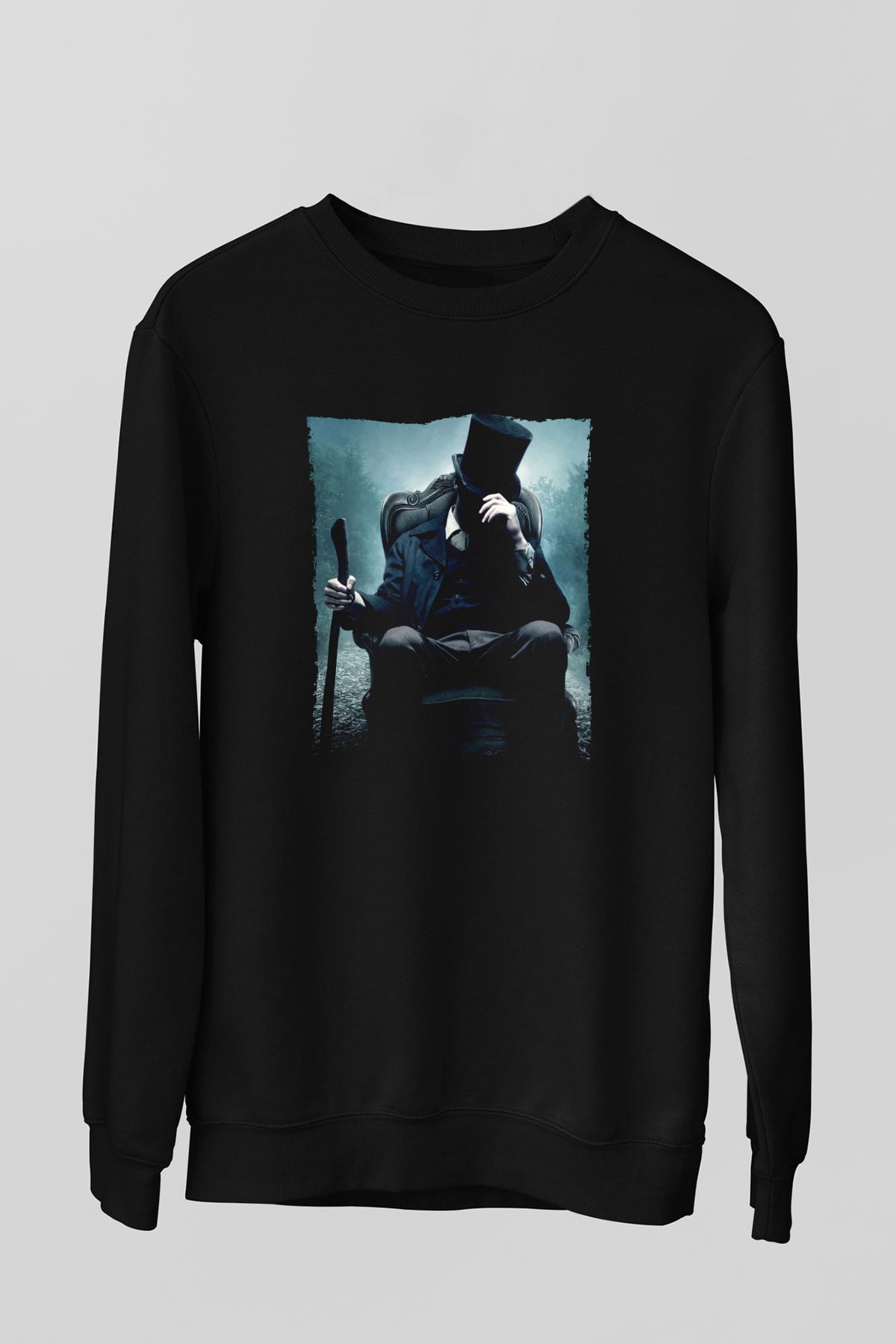 Unisex Abraham Lincoln Vampir Avcısı (Abraham Lincoln Vampire Hunter) Baskılı Siyah Sweatshirt