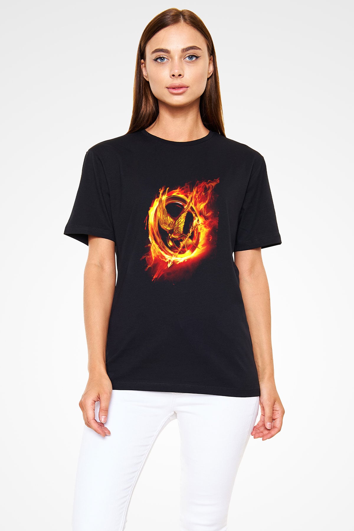 Açlık Oyunları (The Hunger Games) Baskılı Siyah T-Shirt