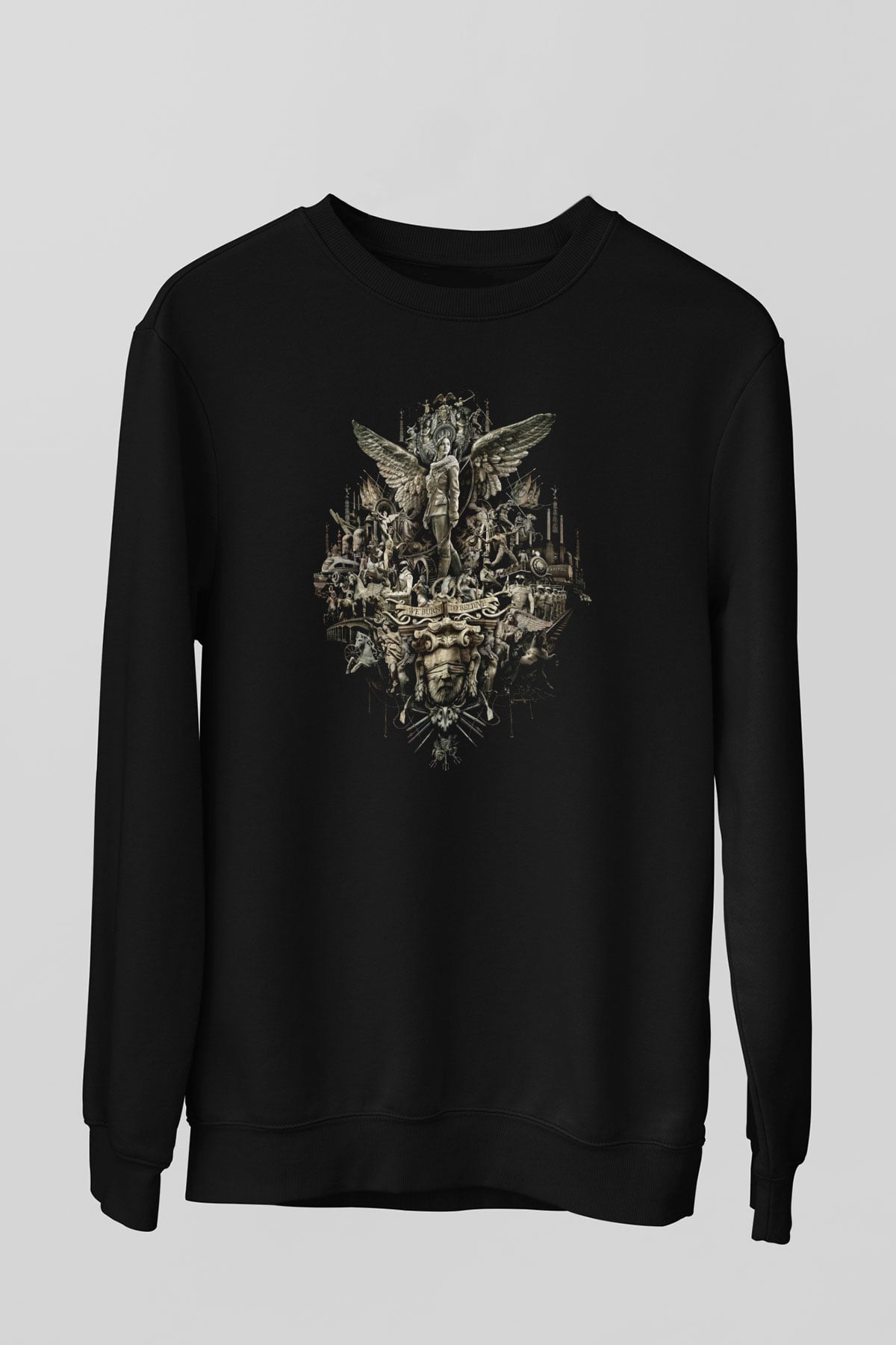 Unisex Açlık Oyunları (The Hunger Games) Baskılı Siyah Sweatshirt