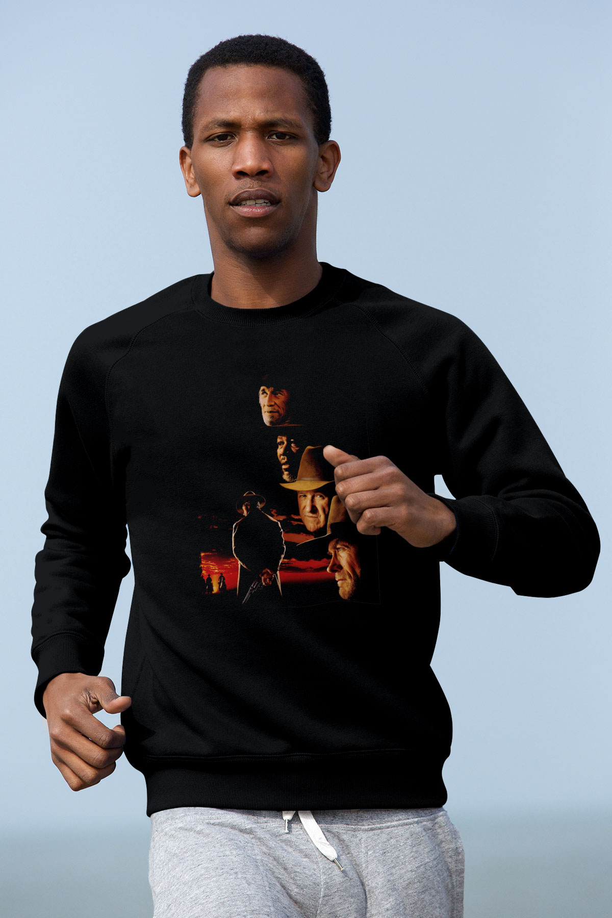 Unisex Affedilmeyen (Unforgiven) Baskılı Siyah Sweatshirt