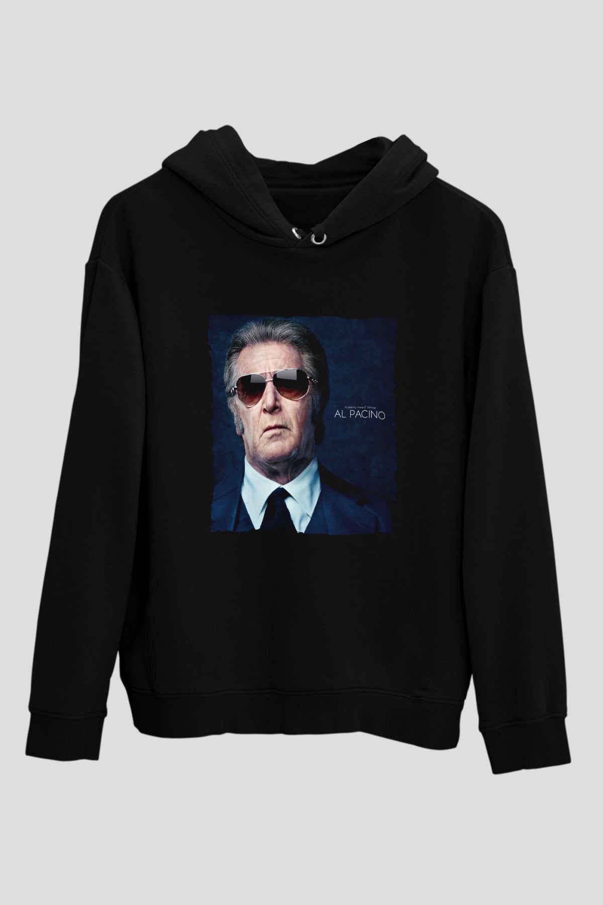 Unisex Al Pacino Baskılı Siyah Kapüşonlu Sweatshirt