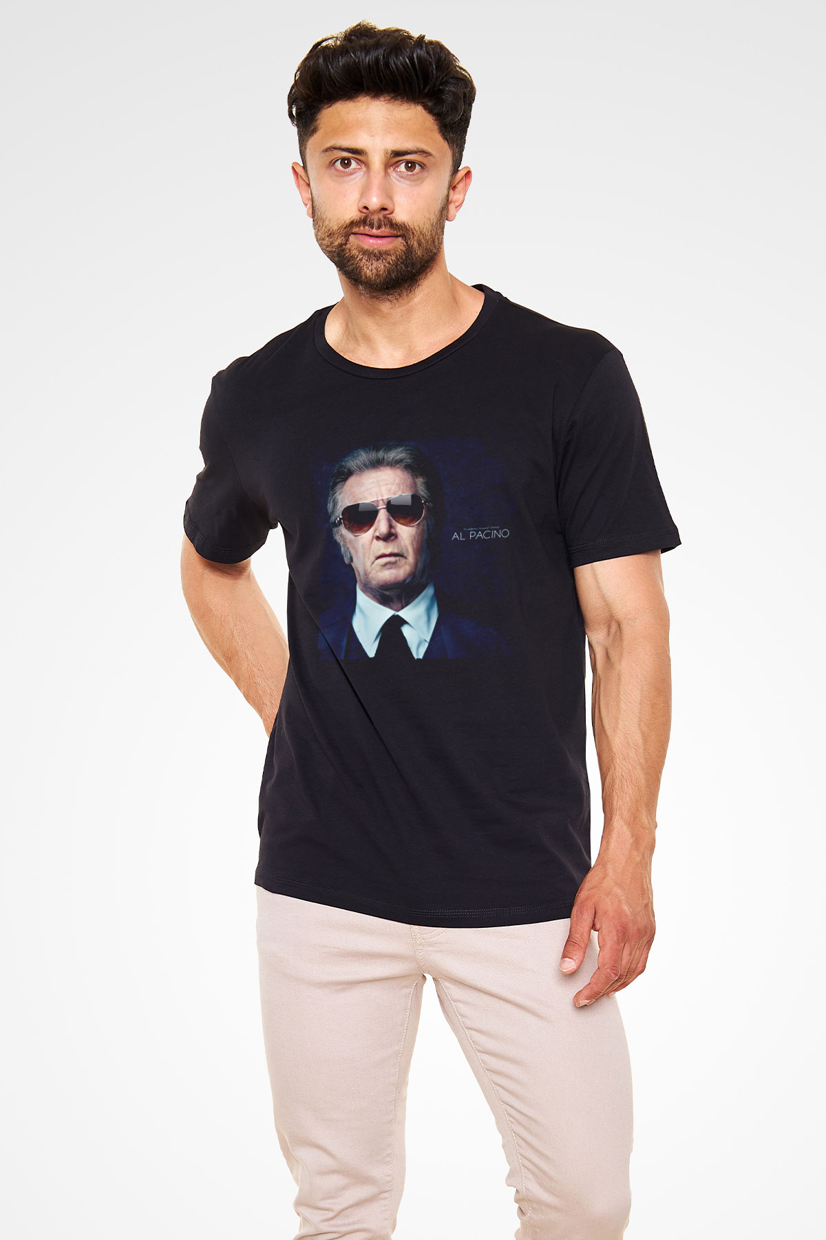 Al Pacino Baskılı Siyah T-Shirt