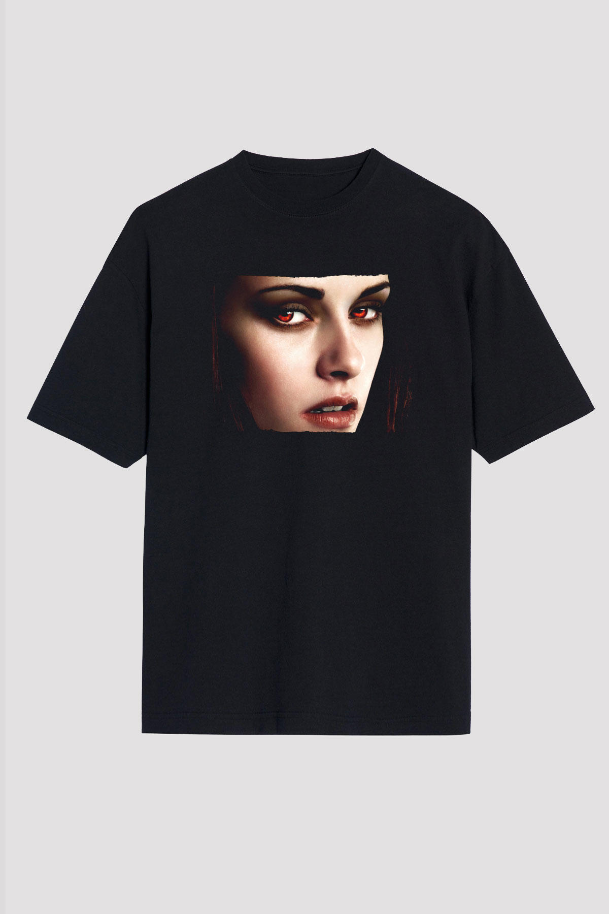 Unisex Alacakaranlık Efsanesi (The Twilight Saga) Baskılı Siyah Oversize Tişört