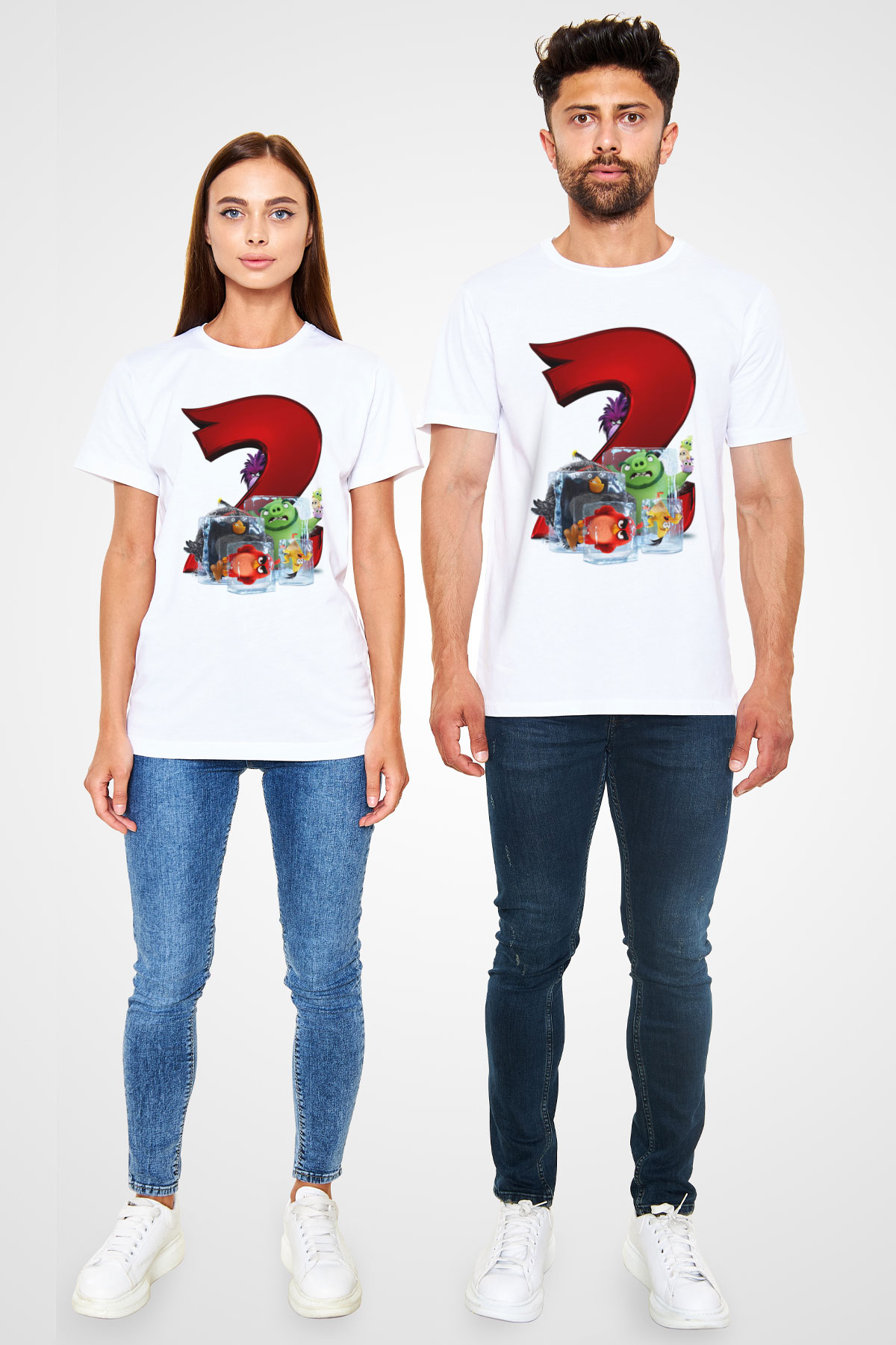 Angry Birds Baskılı Beyaz Tshirt