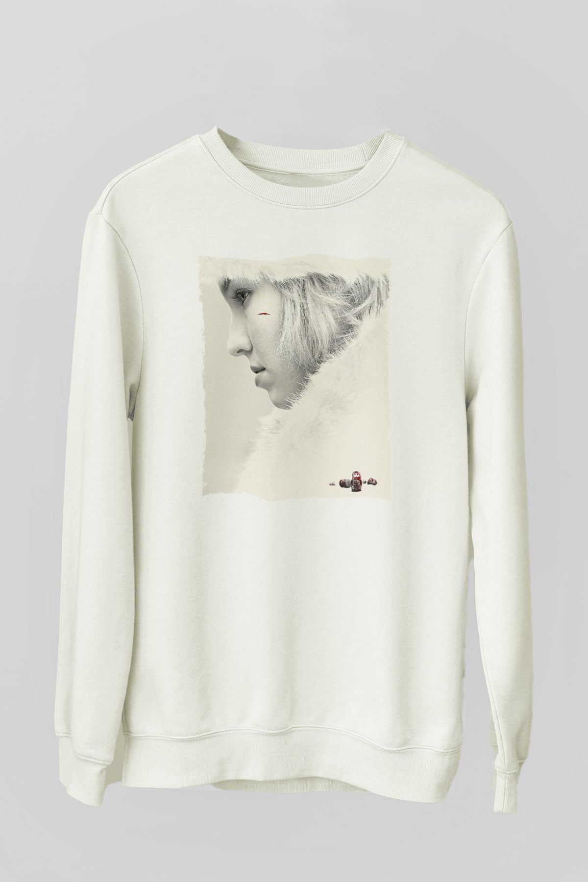 Unisex Anna Baskılı Beyaz Sweatshirt