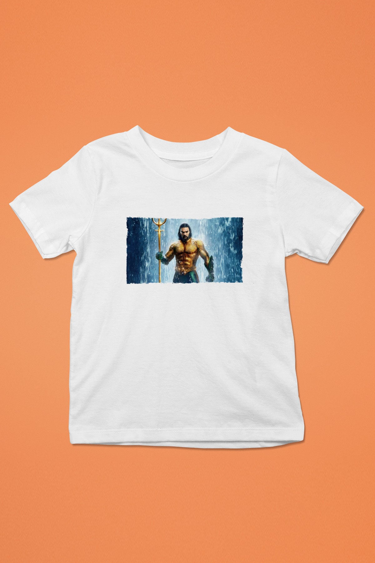 Unisex Aquaman Baskılı Beyaz Çocuk Tişört