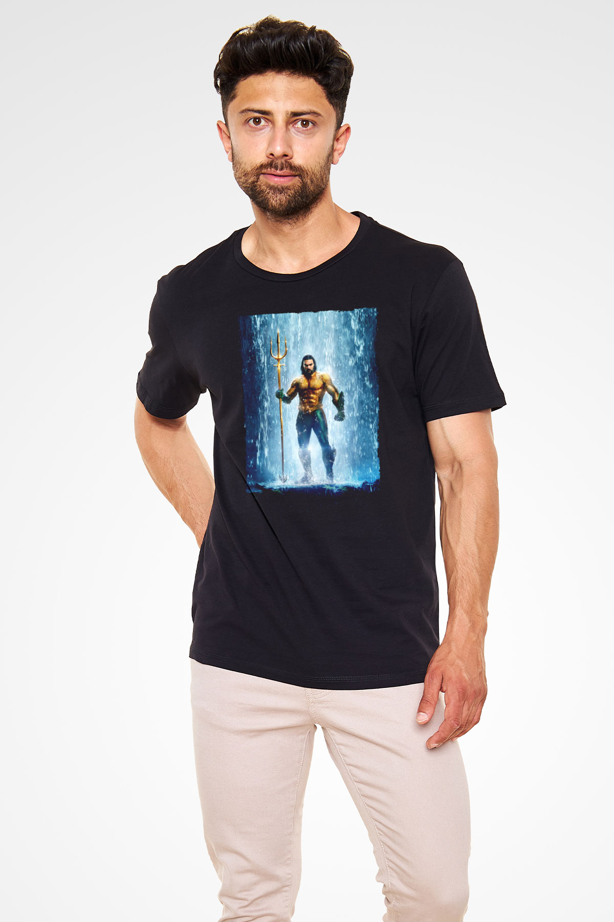 Aquaman Baskılı Siyah T-shirt